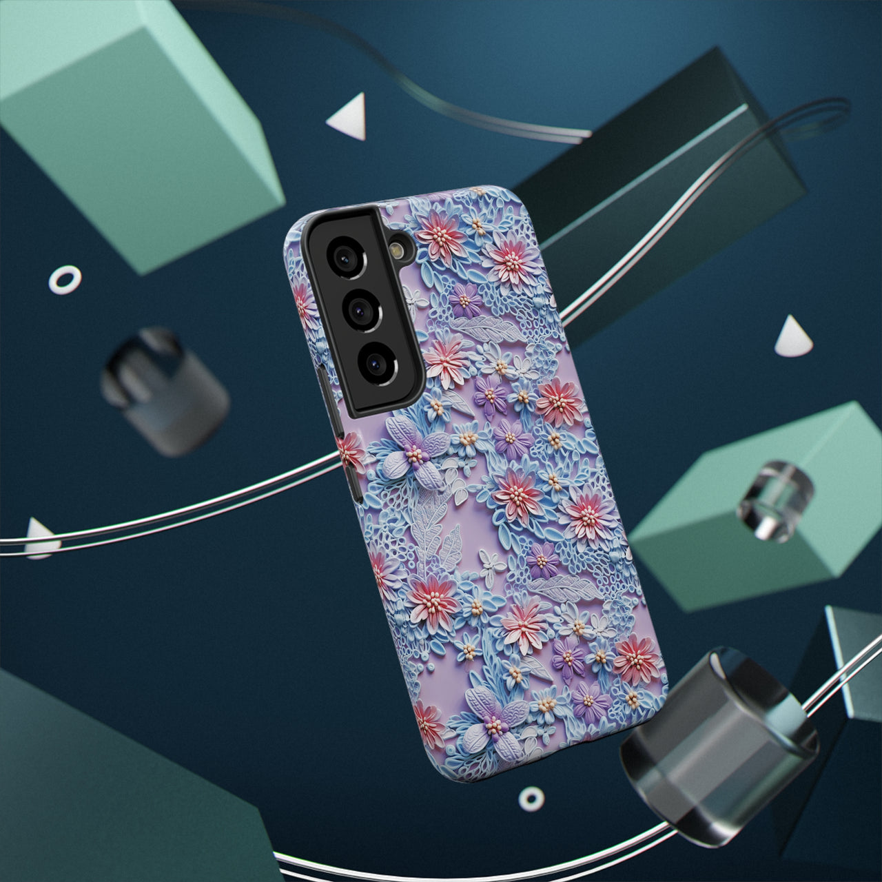 Cotton Candy Meadow - Impact-Resistant Case for Samsung Galaxy S22, Samsung Galaxy S22 Plus, and Samsung Galaxy S22 Ultra. Supports Wireless Charging.