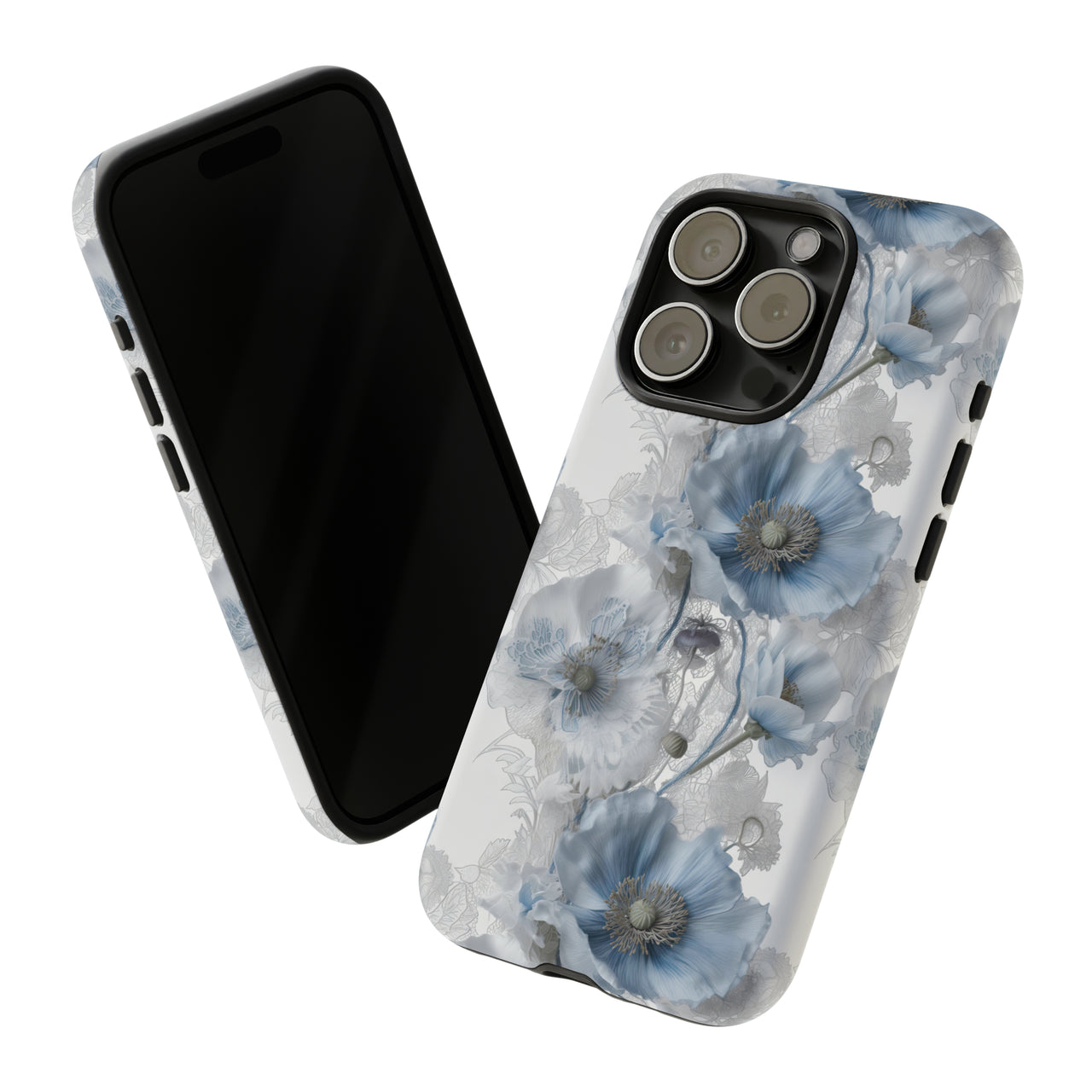 Himalayan Blue Poppy Tough Case for iPhone 15, iPhone 15 Pro, iPhone 15 Plus, and iPhone 15 Pro Max