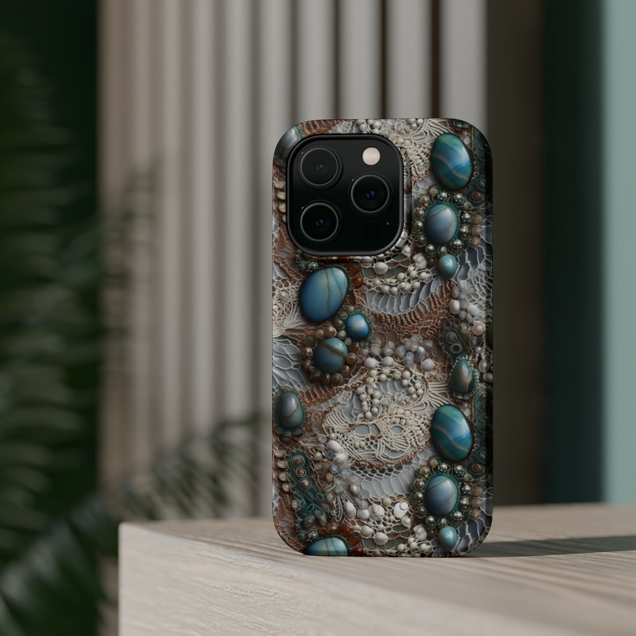 Boho Agate and Lace MagSafe Tough Cases for iPhone 14, iPhone 14 Pro, iPhone 14 Plus, and iPhone 14 Pro Max