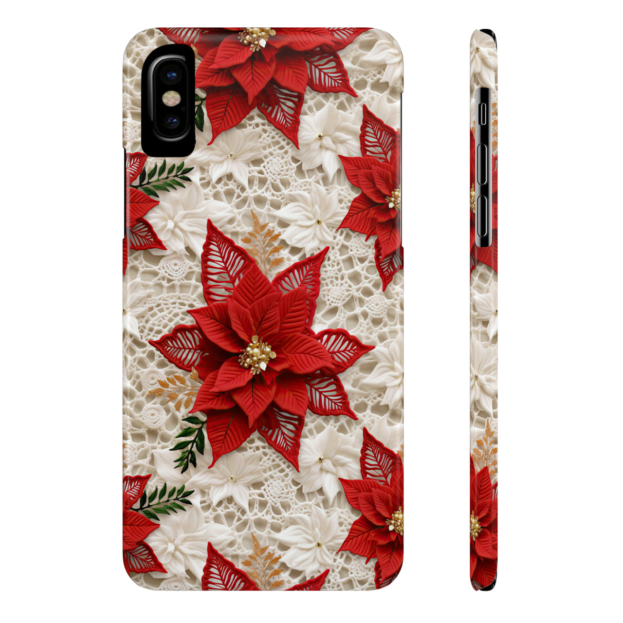 Christmas Poinsettia - Slim Phone Cases for iPhone X, iPhone XR, iPhone XS, and iPhone XS MAX