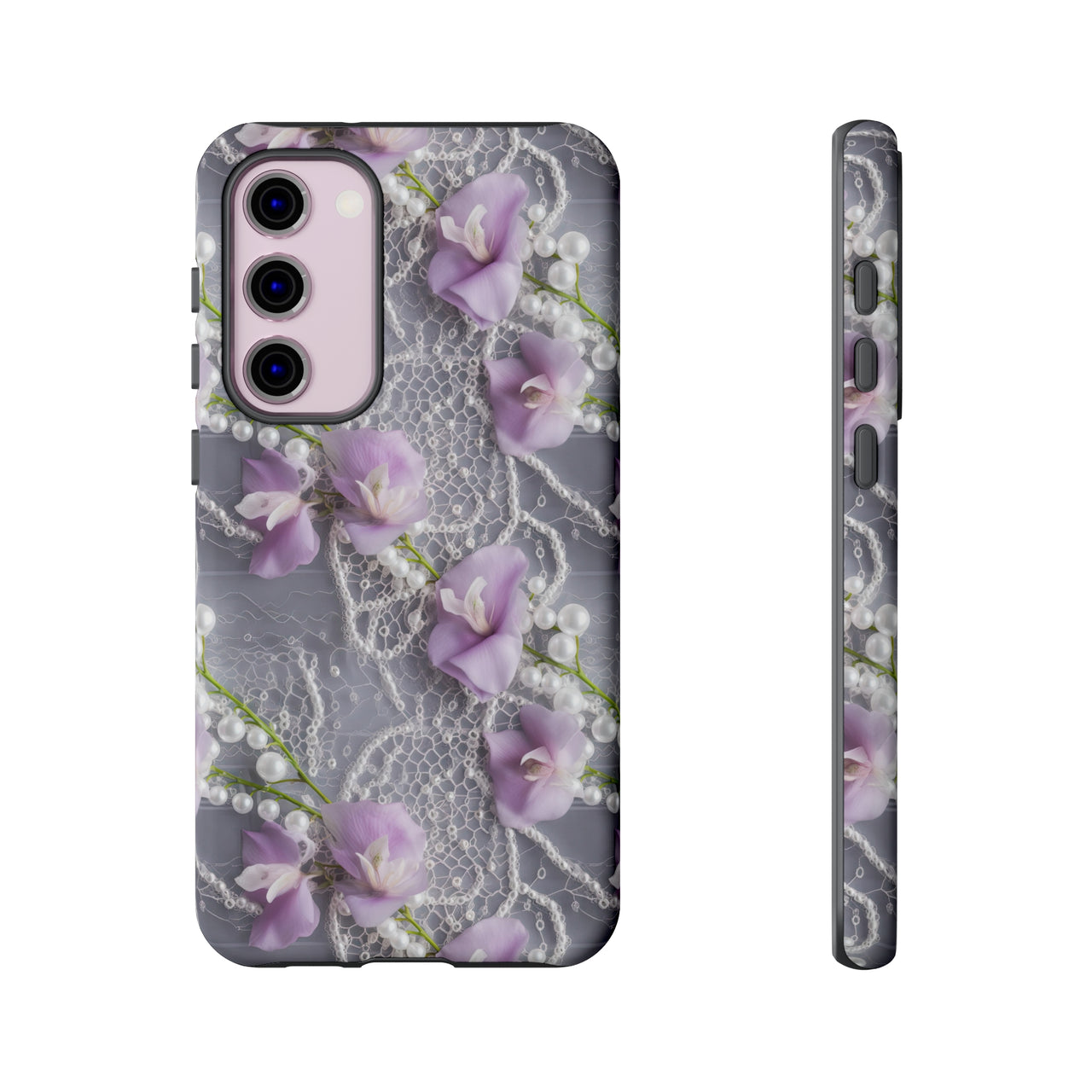 Purple Sweet Pea Tough Cases for Samsung Galaxy S23, Samsung Galaxy S23 Pls, and Samsung Galaxy S23 Ultra