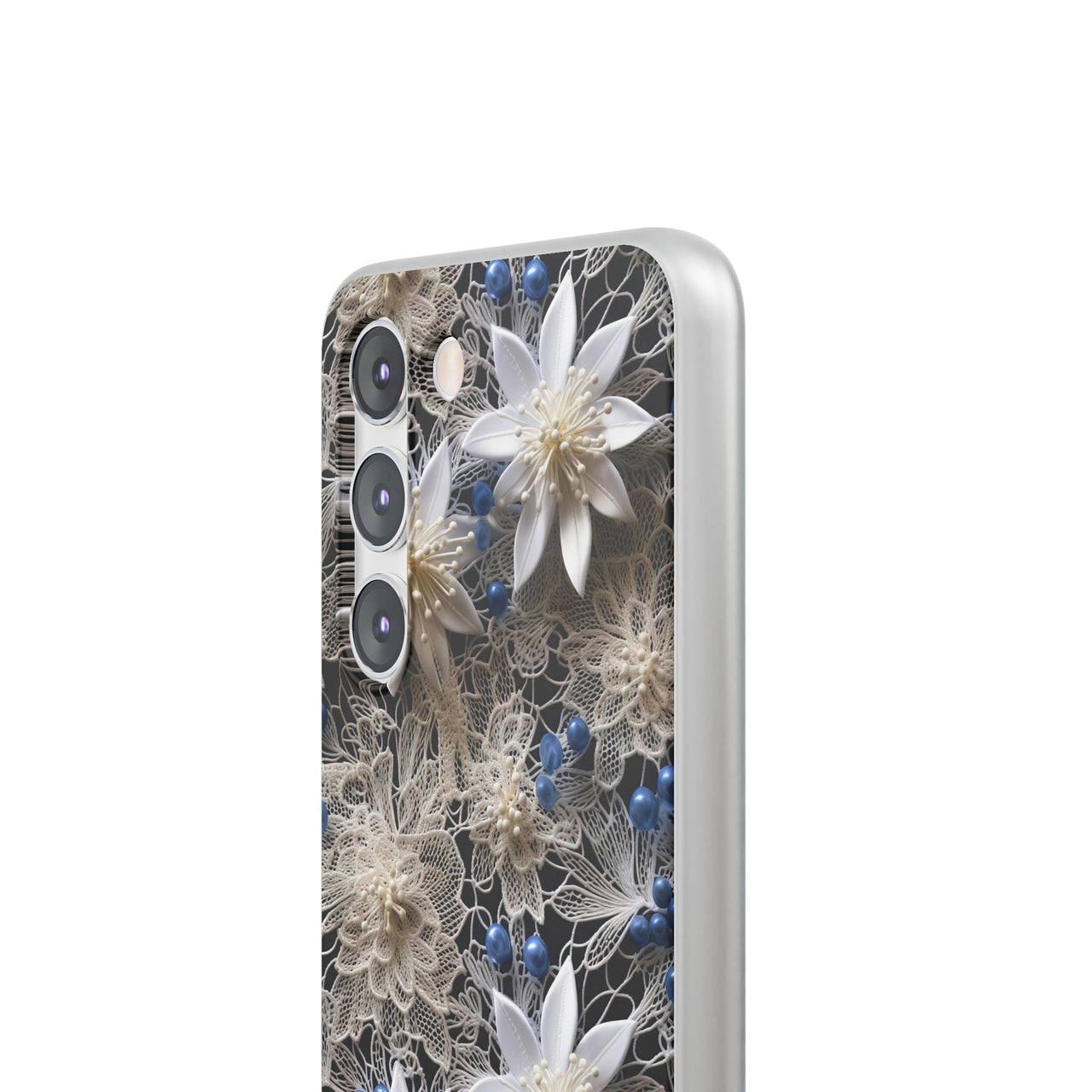 Vintage Lace and Clematis - Flexi Cases for Samsung Galaxy S23, Samsung Galaxy S23 Plus, and Samsung Galaxy S23 Ultra