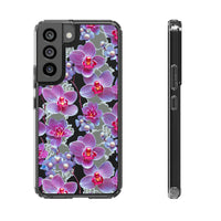 Thumbnail for *Clear Case* Fuchsia Orchid - Samsung Galaxy S22, Samsung Galaxy S22 Plus, Samsung Galaxy S22 Ultra - Supports Wireless Charging