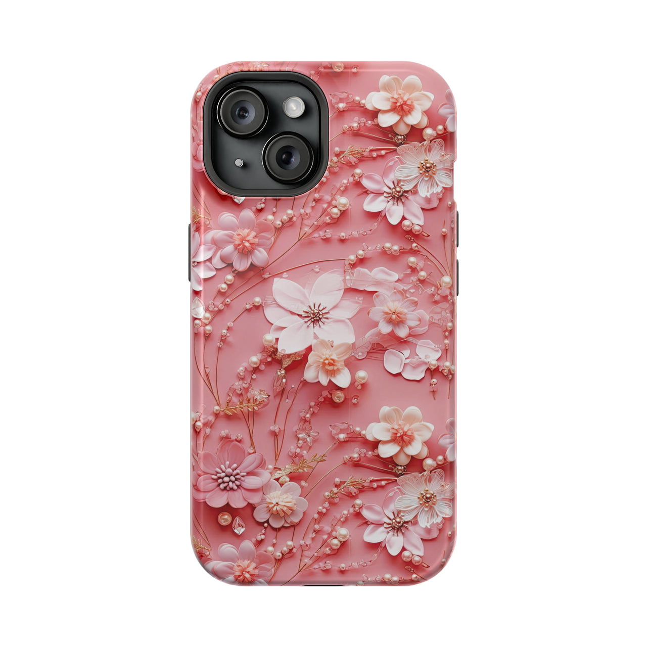 Floral Champagne Toast - MagSafe Tough Case for iPhone 15, iPhone 15 Pro, iPhone 15 Plus, & iPhone 15 Pro Max