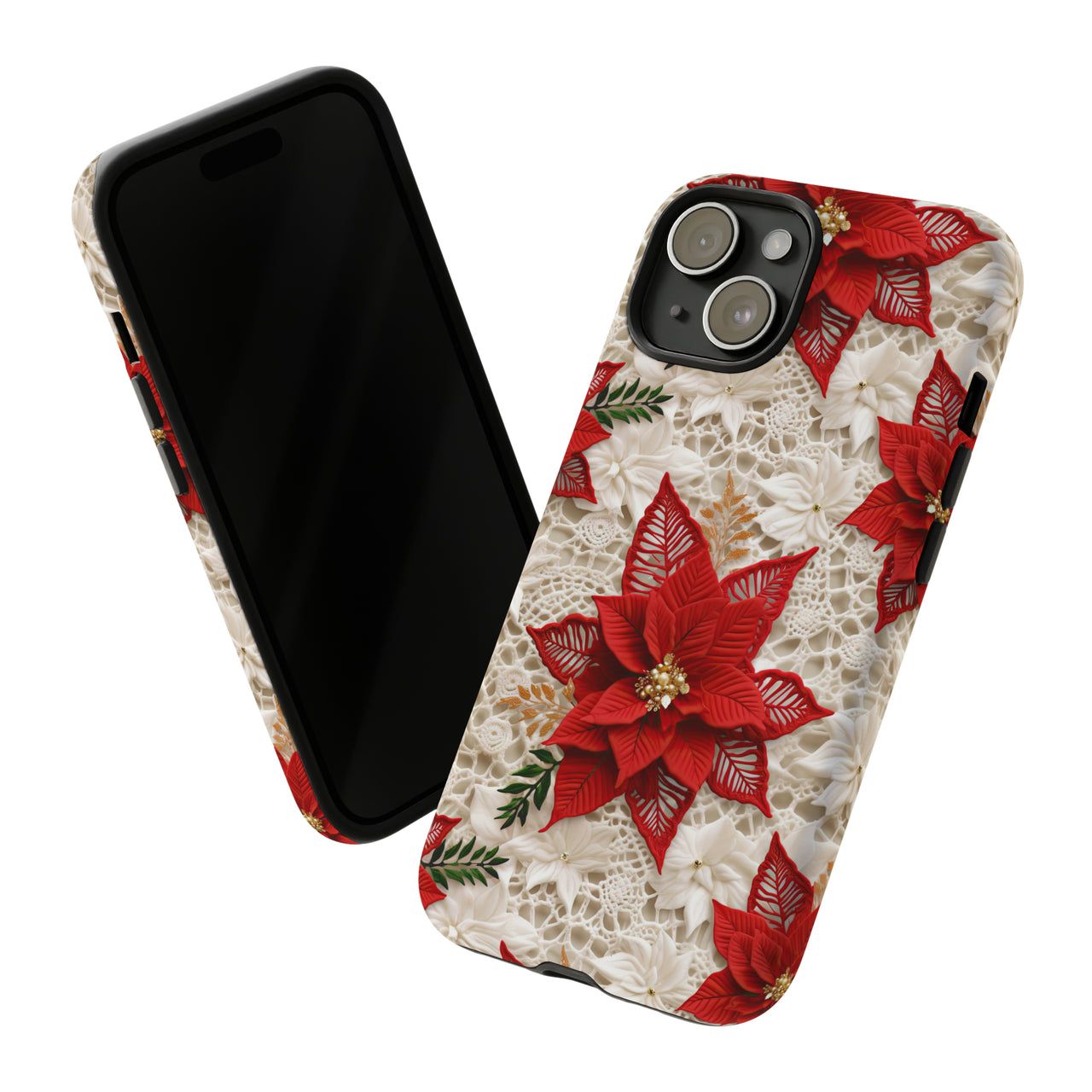 Christmas Poinsettia Tough Case for iPhone 15, iPhone 15 Pro, iPhone 15 Plus, and iPhone 15 Pro Max