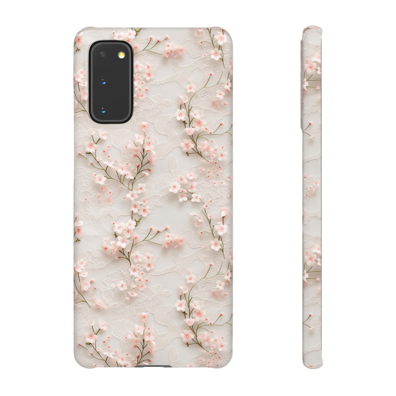 White Lace and Cherry Blossoms - Snap Case for Samsung Galaxy S20, Samsung Galaxy S20+, Samsung Galaxy S20 Ultra, & Samsung Galaxy S20 FE