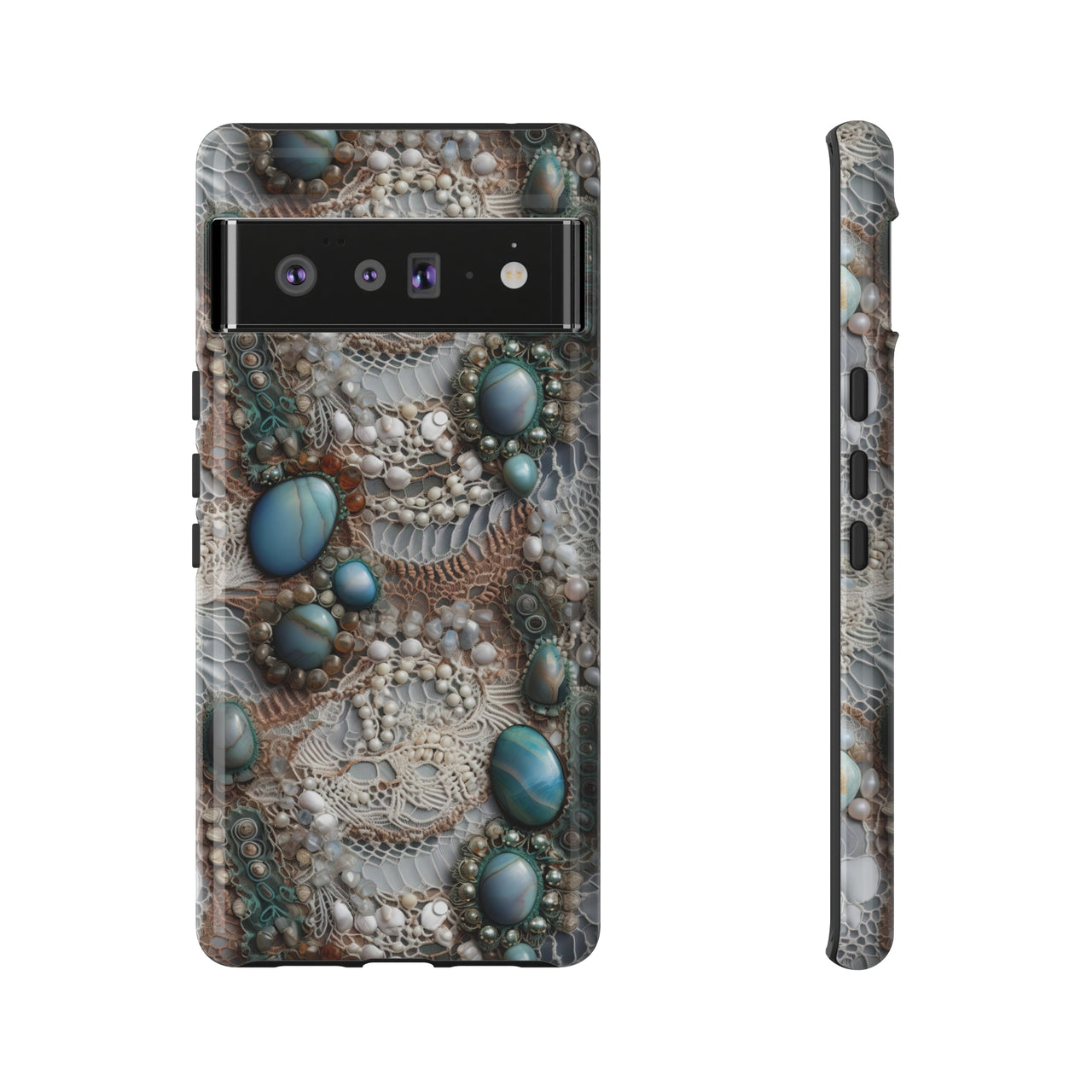 Boho Agate and Lace Tough Cases for Google Pixel 6 and Google Pixel 6 Pro