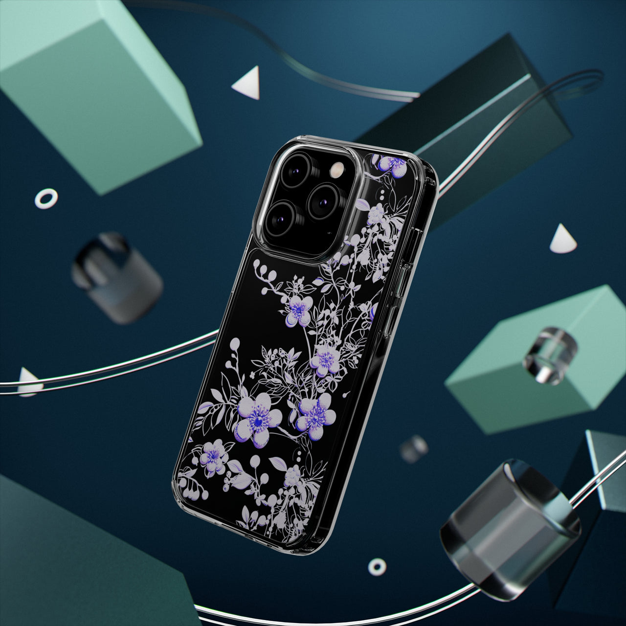 *Clear Case* Purple Petals - iPhone 14, iPhone 14 Pro, iPhone 14 Plus, iPhone 14 Pro Max - Supports Wireless Charging