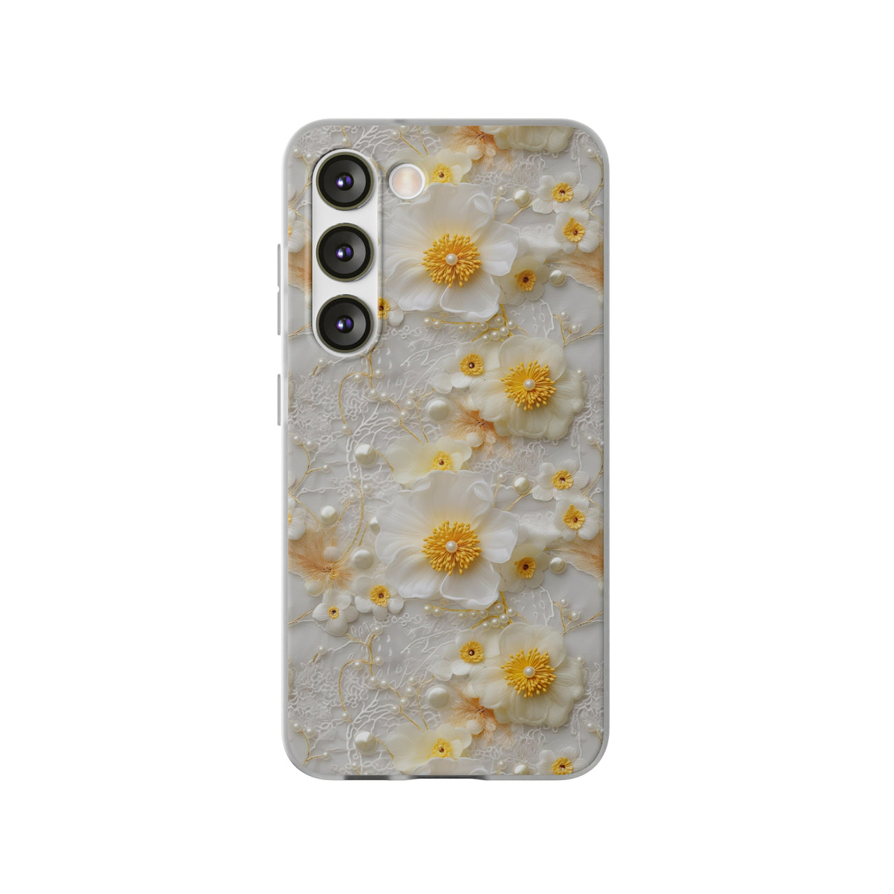 Yellow and White Floral - Flexi Cases for Samsung Galaxy S23, Samsung Galaxy S23 Plus, and Samsung Galaxy S23 Ultra