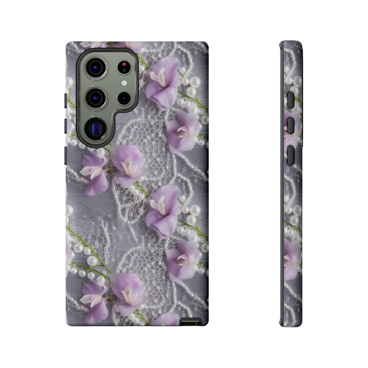 Purple Sweet Pea Tough Cases for Samsung Galaxy S23, Samsung Galaxy S23 Pls, and Samsung Galaxy S23 Ultra