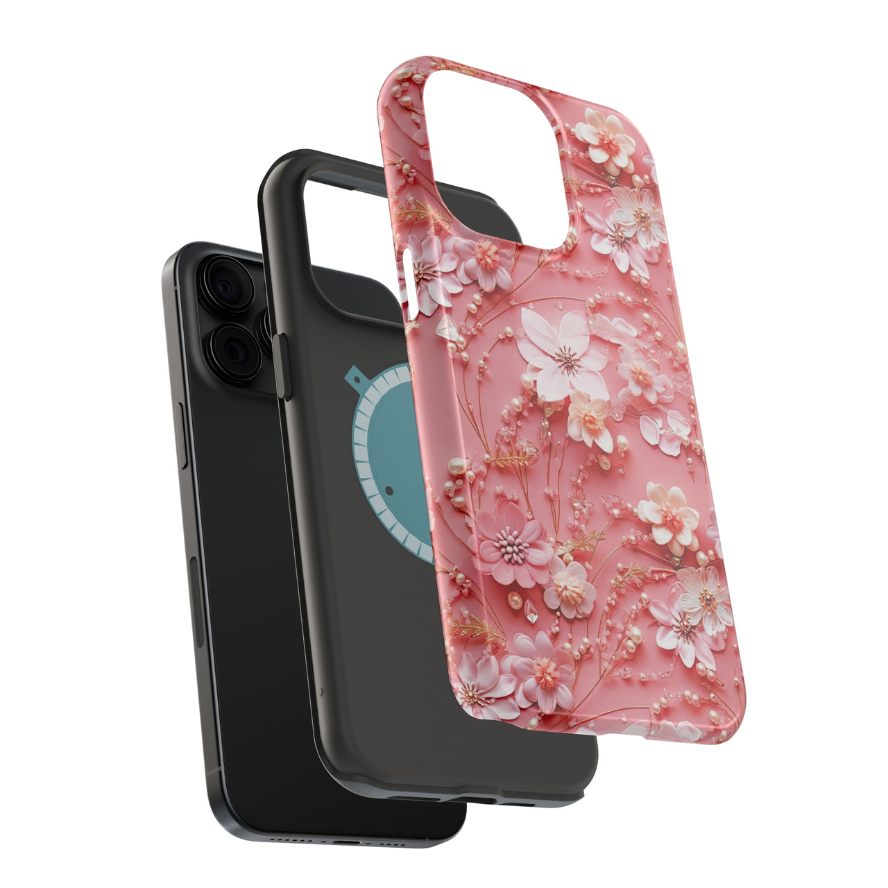 Floral Champagne Toast - MagSafe Tough Case for iPhone 15, iPhone 15 Pro, iPhone 15 Plus, & iPhone 15 Pro Max