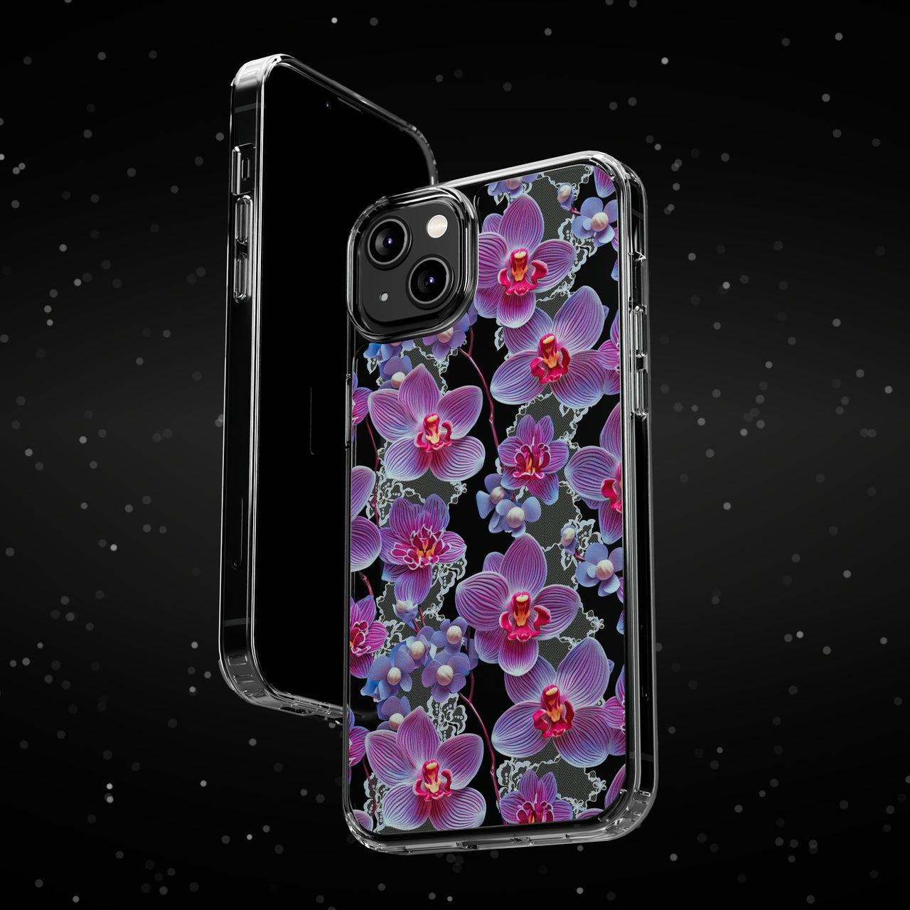 *Clear Case* Fuchsia Orchid - iPhone 14, iPhone 14 Pro, iPhone 14 Plus, iPhone 14 Pro Max - Supports Wireless Charging