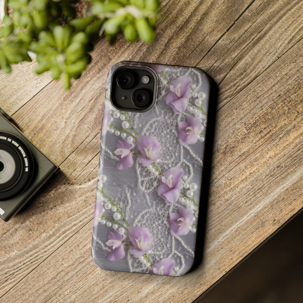 Purple Sweet Pea - MagSafe Tough Case for iPhone 15, iPhone 15 Pro, iPhone 15 Plus, & iPhone 15 Pro Max