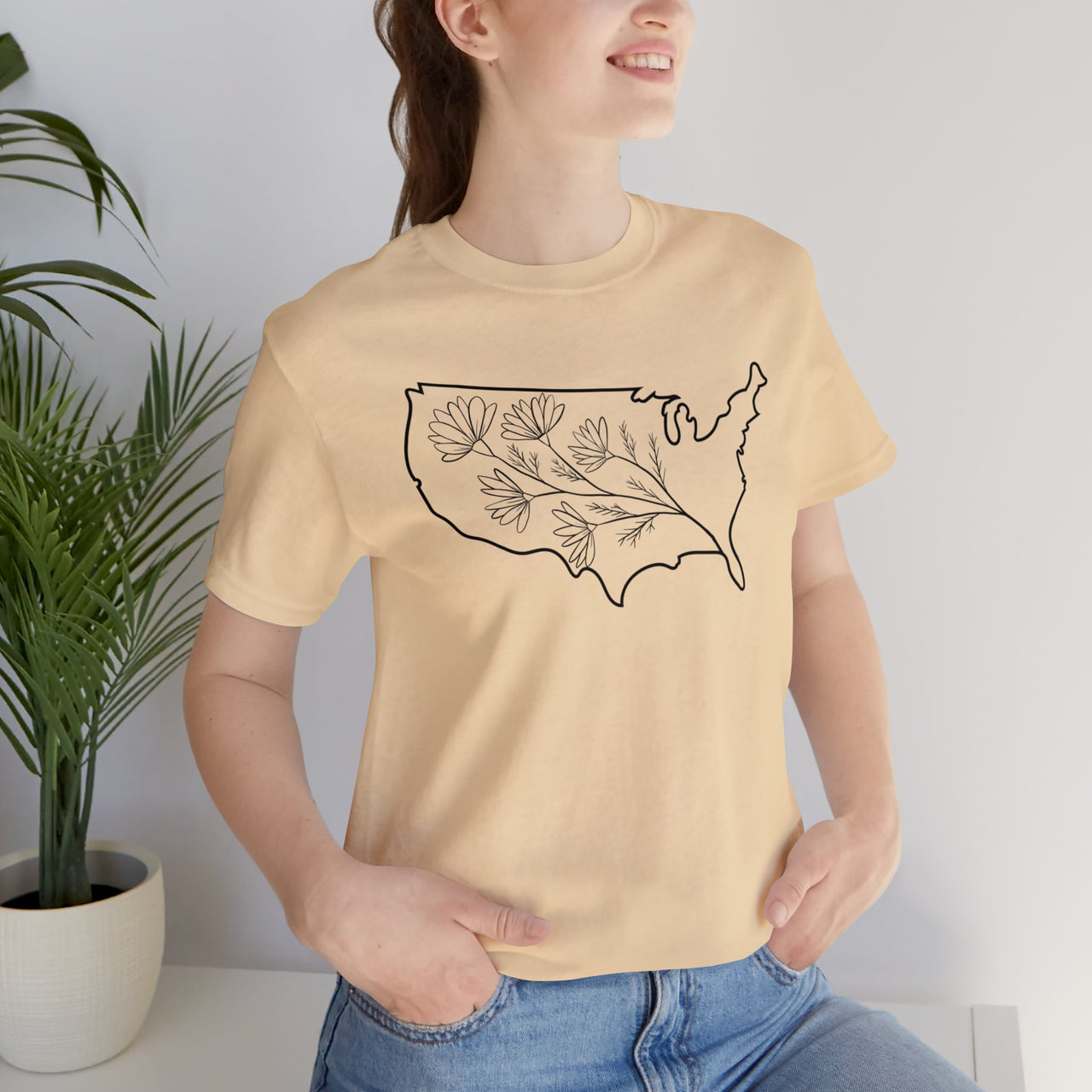 Map of the USA - Unisex Light Cotton T-Shirt