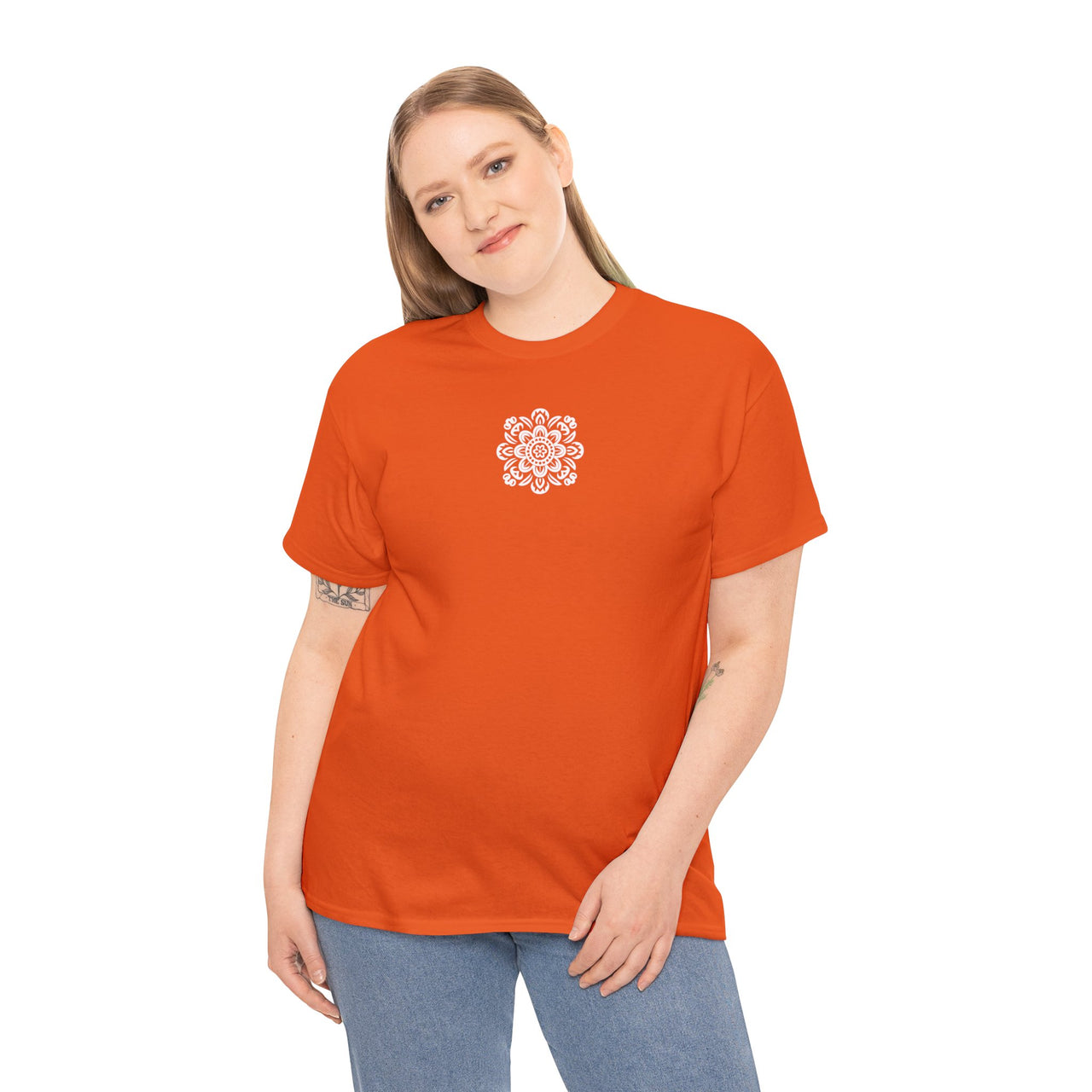 Front and Back Flower Design - Unisex Heavy Cotton Tee