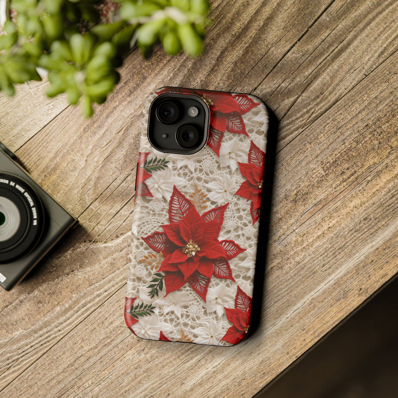 Christmas Poinsettia - MagSafe Tough Case for iPhone 15, iPhone 15 Pro, iPhone 15 Plus, & iPhone 15 Pro Max