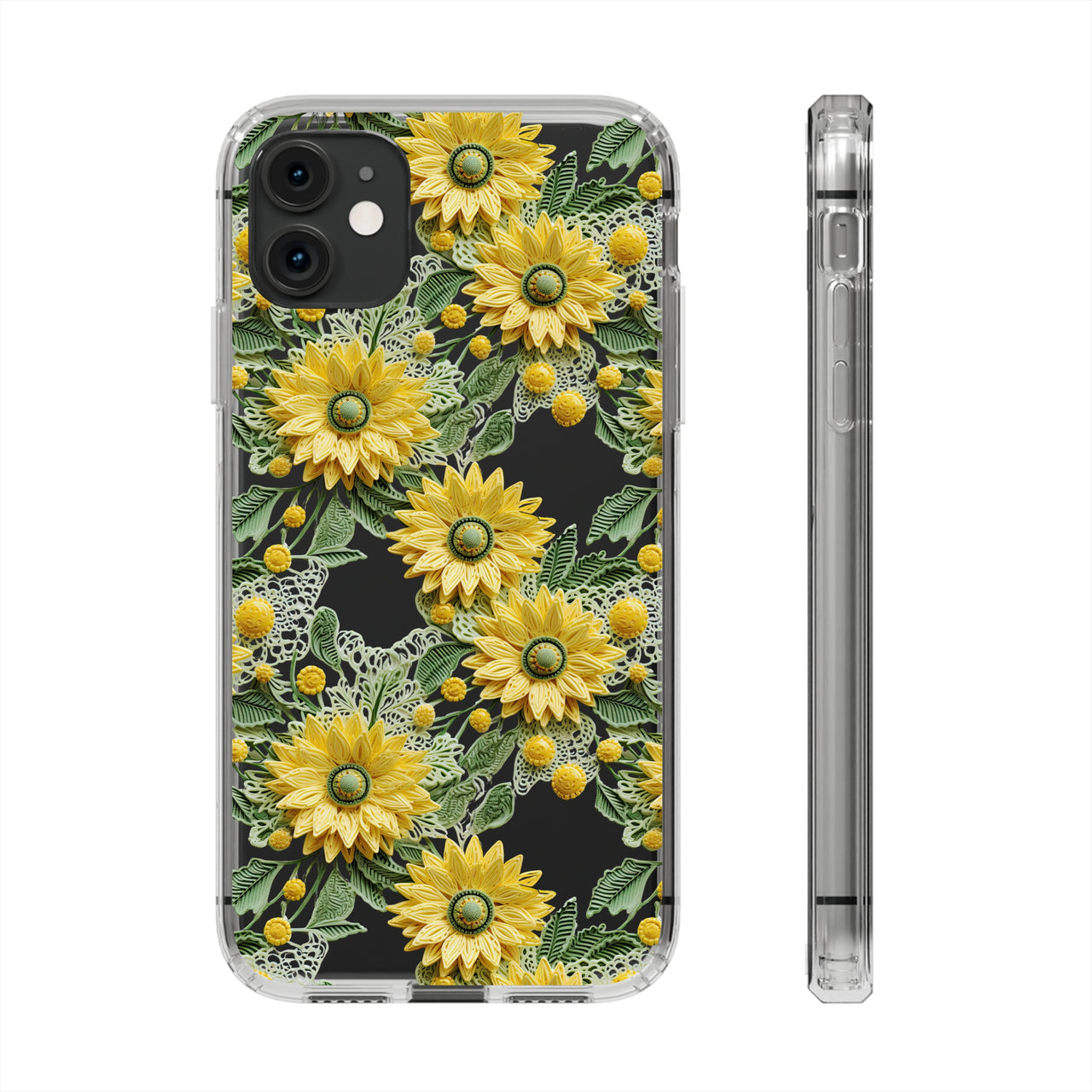 *Clear Case* Whimsical Sunflowers - iPhone 11, iPhone 11 Pro, iPhone 11 Pro Max - Supports Wireless Charging