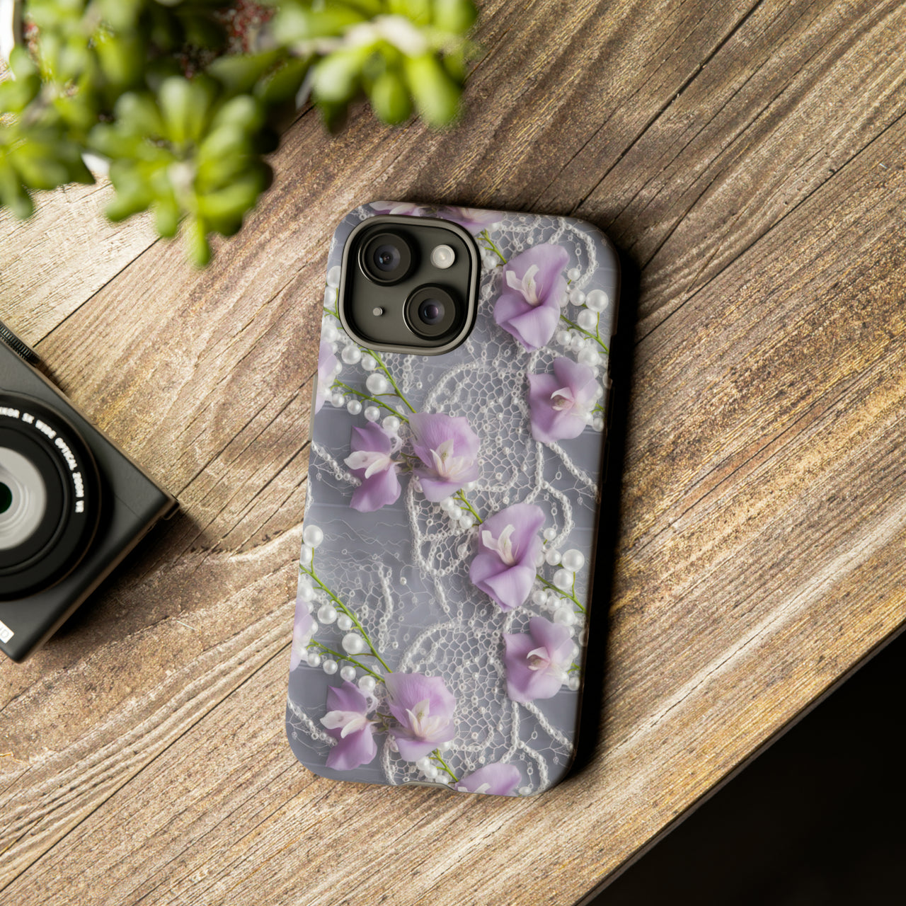 Purple Sweet Pea Tough Case for iPhone 15, iPhone 15 Pro, iPhone 15 Plus, and iPhone 15 Pro Max