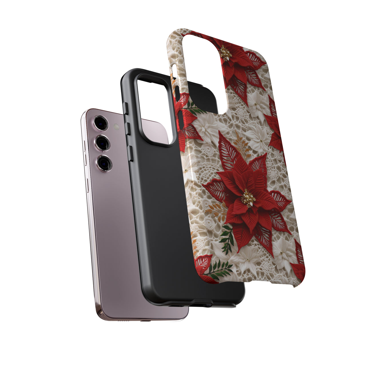 Christmas Poinsettia Tough Cases for Samsung Galaxy S23, Samsung Galaxy S23 Plus, and Samsung Galaxy S23 Ultra