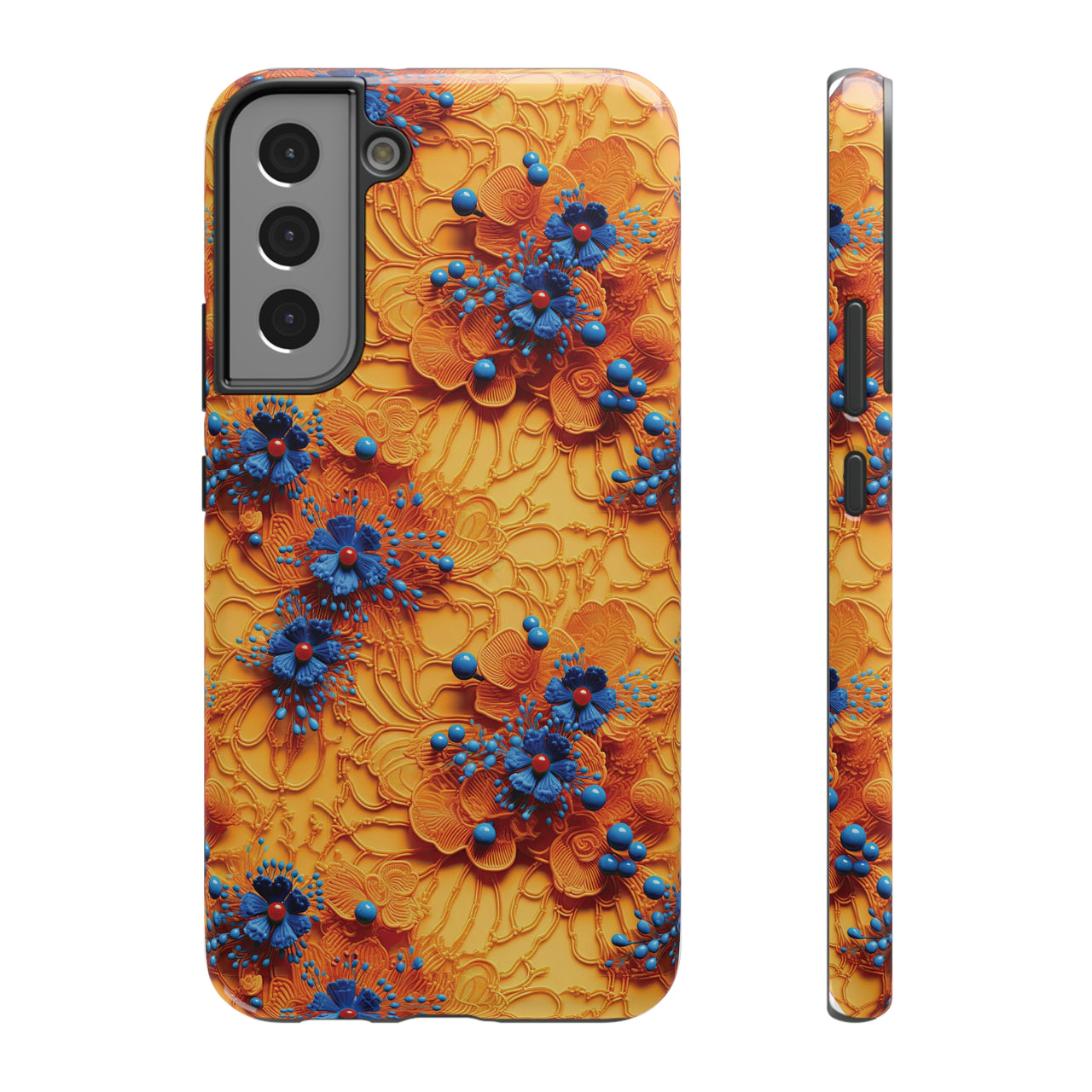 Royal Ryukyu Blossoms - Impact-Resistant Case for Samsung Galaxy S22, Samsung Galaxy S22 Plus, and Samsung Galaxy S22 Ultra. Supports Wireless Charging.