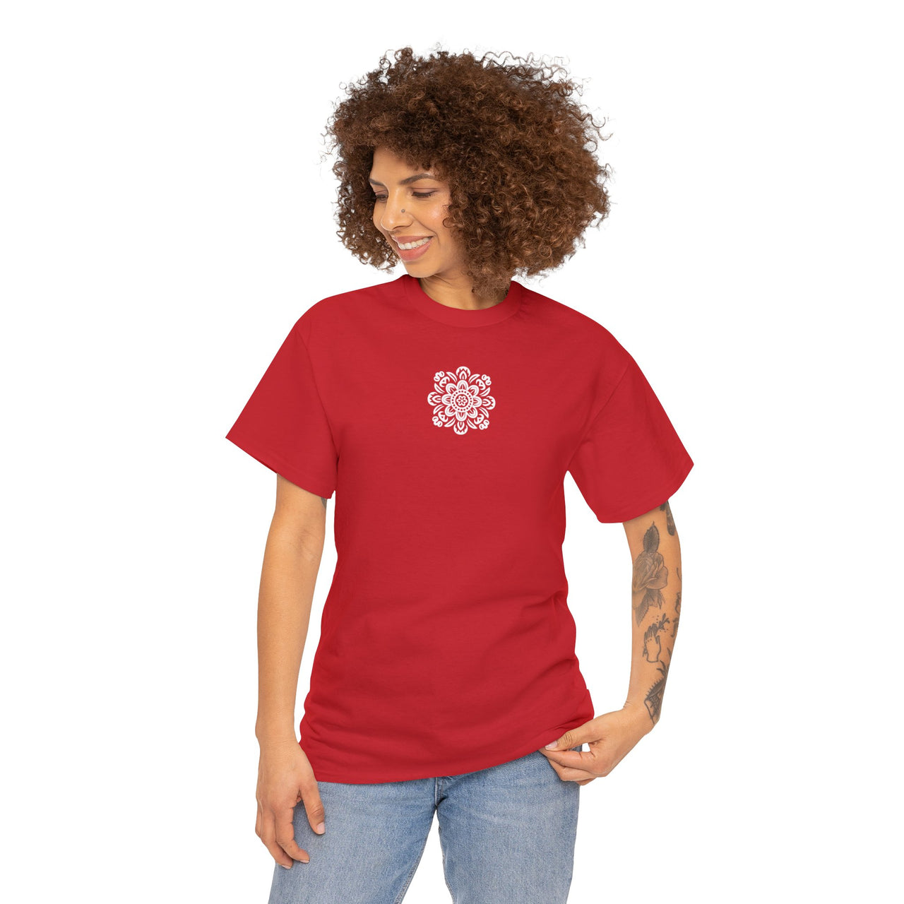 Front and Back Flower Design - Unisex Heavy Cotton Tee