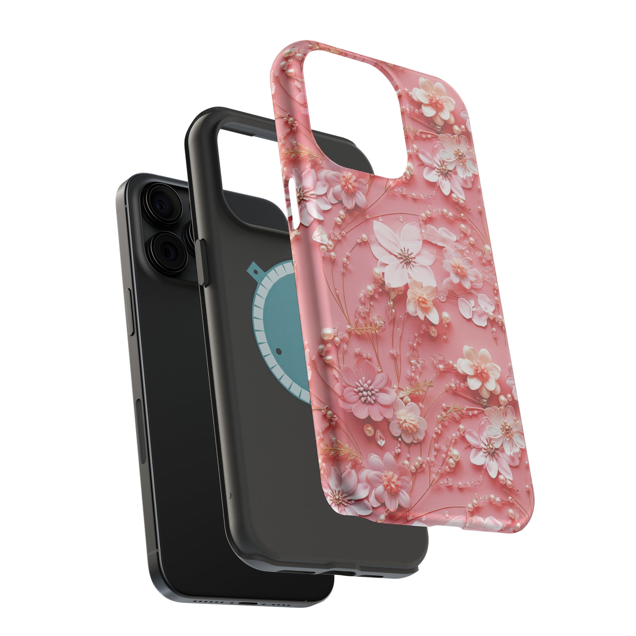 Floral Champagne Toast - MagSafe Tough Case for iPhone 15, iPhone 15 Pro, iPhone 15 Plus, & iPhone 15 Pro Max