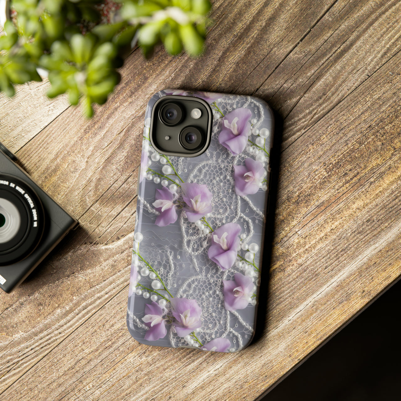 Purple Sweet Pea Tough Case for iPhone 15, iPhone 15 Pro, iPhone 15 Plus, and iPhone 15 Pro Max