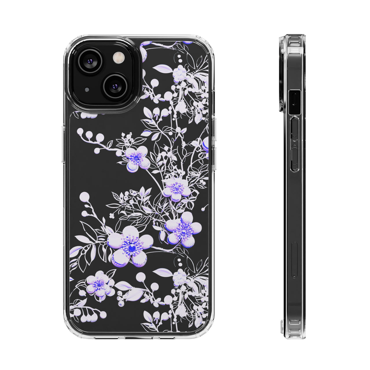 *Clear Case* Purple Petals - iPhone 14, iPhone 14 Pro, iPhone 14 Plus, iPhone 14 Pro Max - Supports Wireless Charging