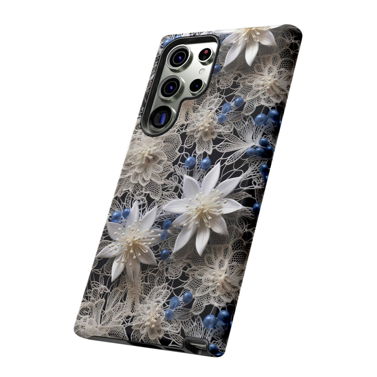 Vintage Lace and Clematis Tough Cases for Samsung Galaxy S23, Samsung Galaxy S23 Plus, and Samsung Galaxy S23 Ultra