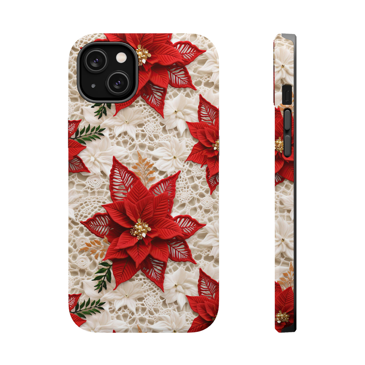 Christmas Poinsettia MagSafe Tough Cases for iPhone 14, iPhone 14 Pro, iPhone 14 Plus, and iPhone 14 Pro Max