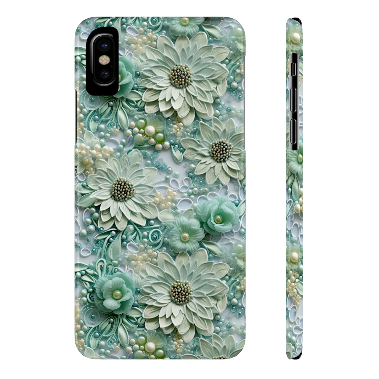 Teal Petals - Slim Phone Cases for iPhone X, iPhone XR, iPhone XS, and iPhone XS MAX