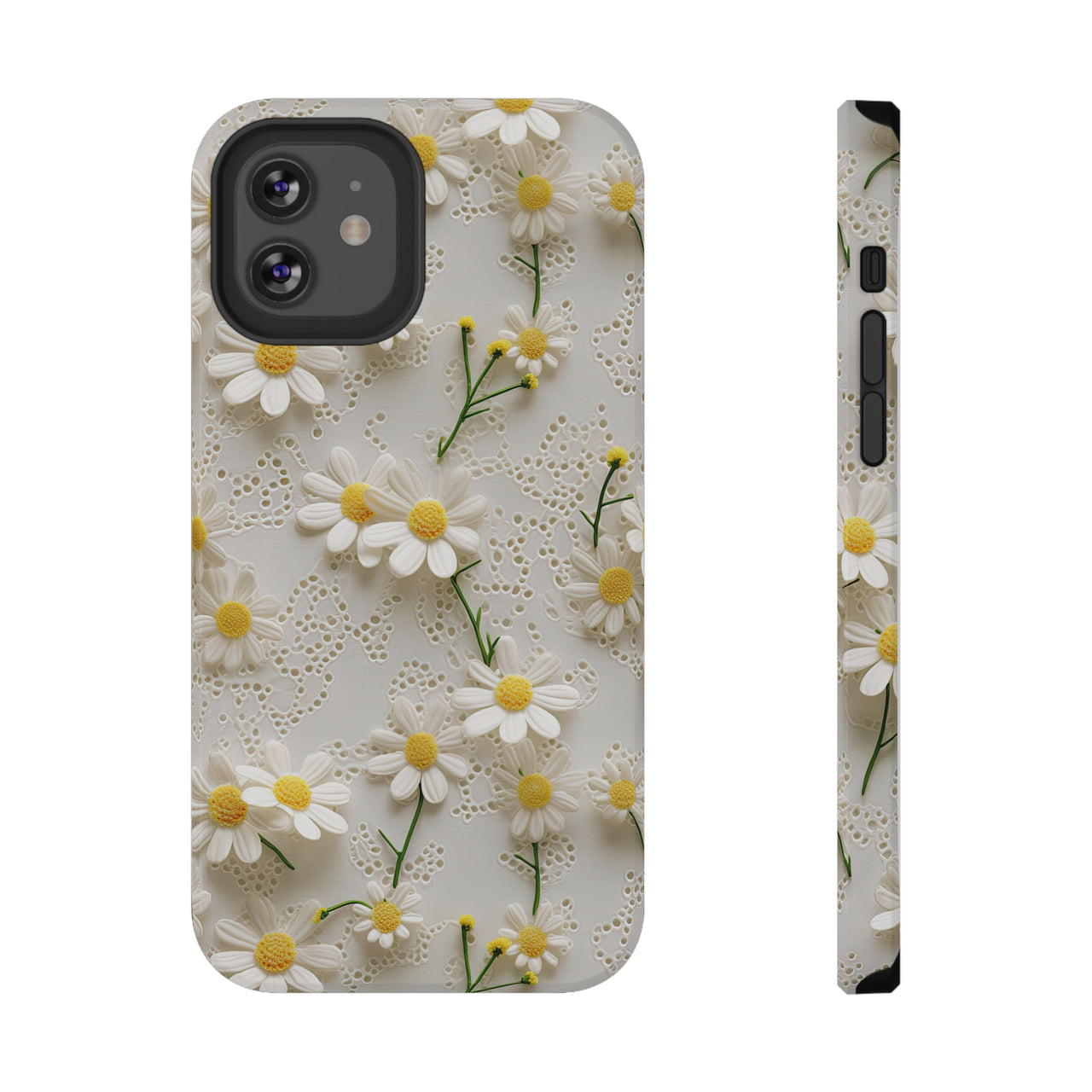 Daisy Impact-Resistant Case for iPhone 12, iPhone 12 Mini, iPhone 12 Pro, and iPhone 12 Pro Max. Supports Wireless Charging.