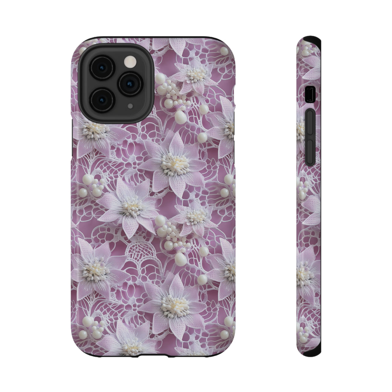 Coquette Clematis Impact-Resistant Cases for iPhone 11, iPhone 11 Pro, and iPhone 11 Pro Max. Supports Wireless Charging.