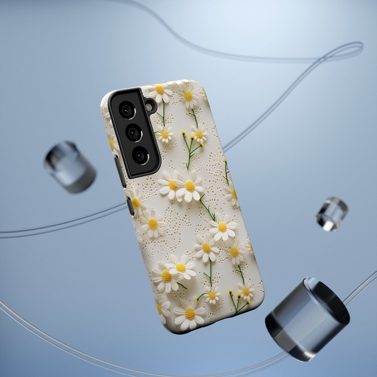 Daisy Impact-Resistant Cases for Samsung Galaxy S22, Samsung Galaxy S22 Plus, and Samsung Galaxy S22 Ultra. Supports Wireless Charging.