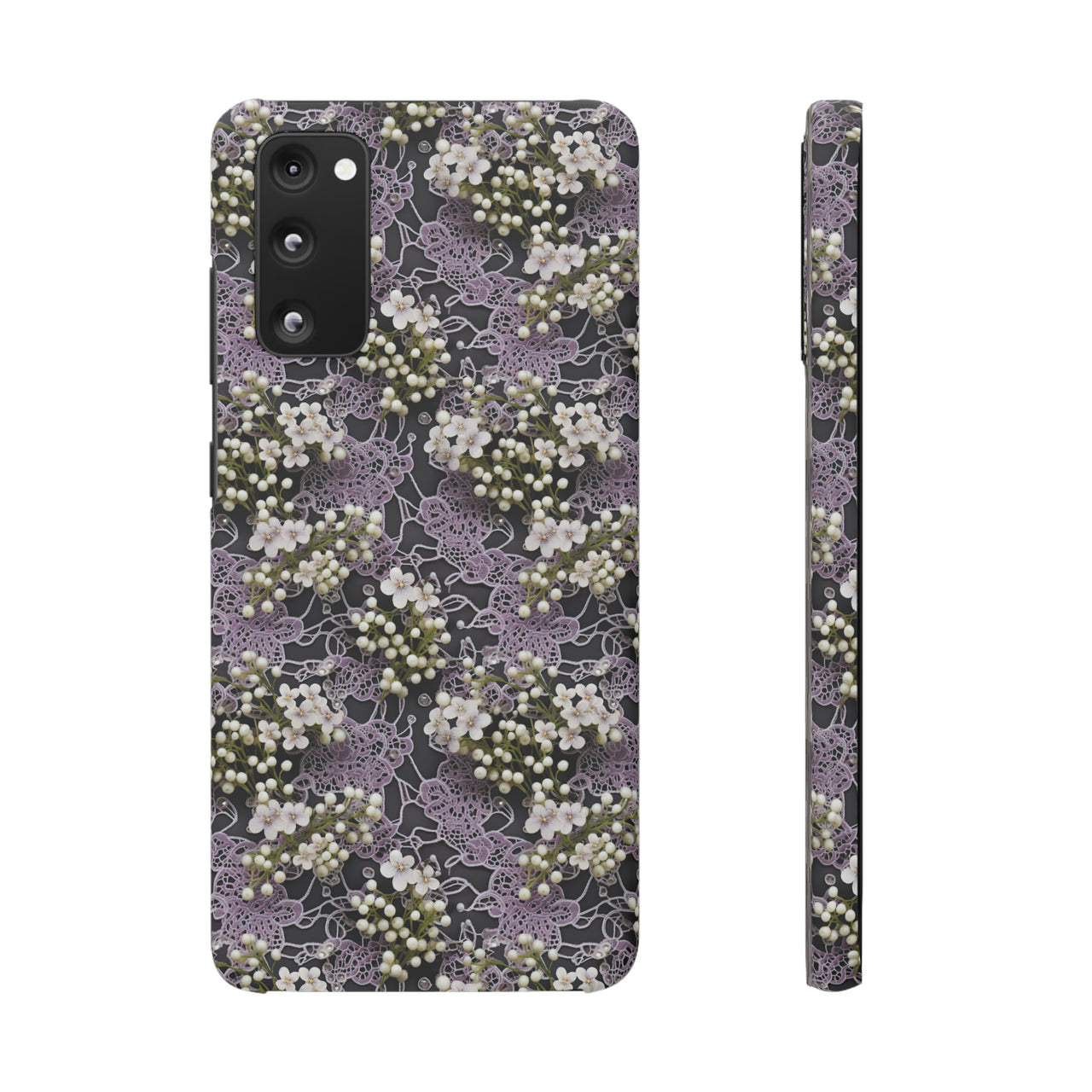 White Flowers on a Purple Bed - Snap Case for Samsung Galaxy S20, Samsung Galaxy S20+, Samsung Galaxy S20 Ultra, & Samsung Galaxy S20 FE