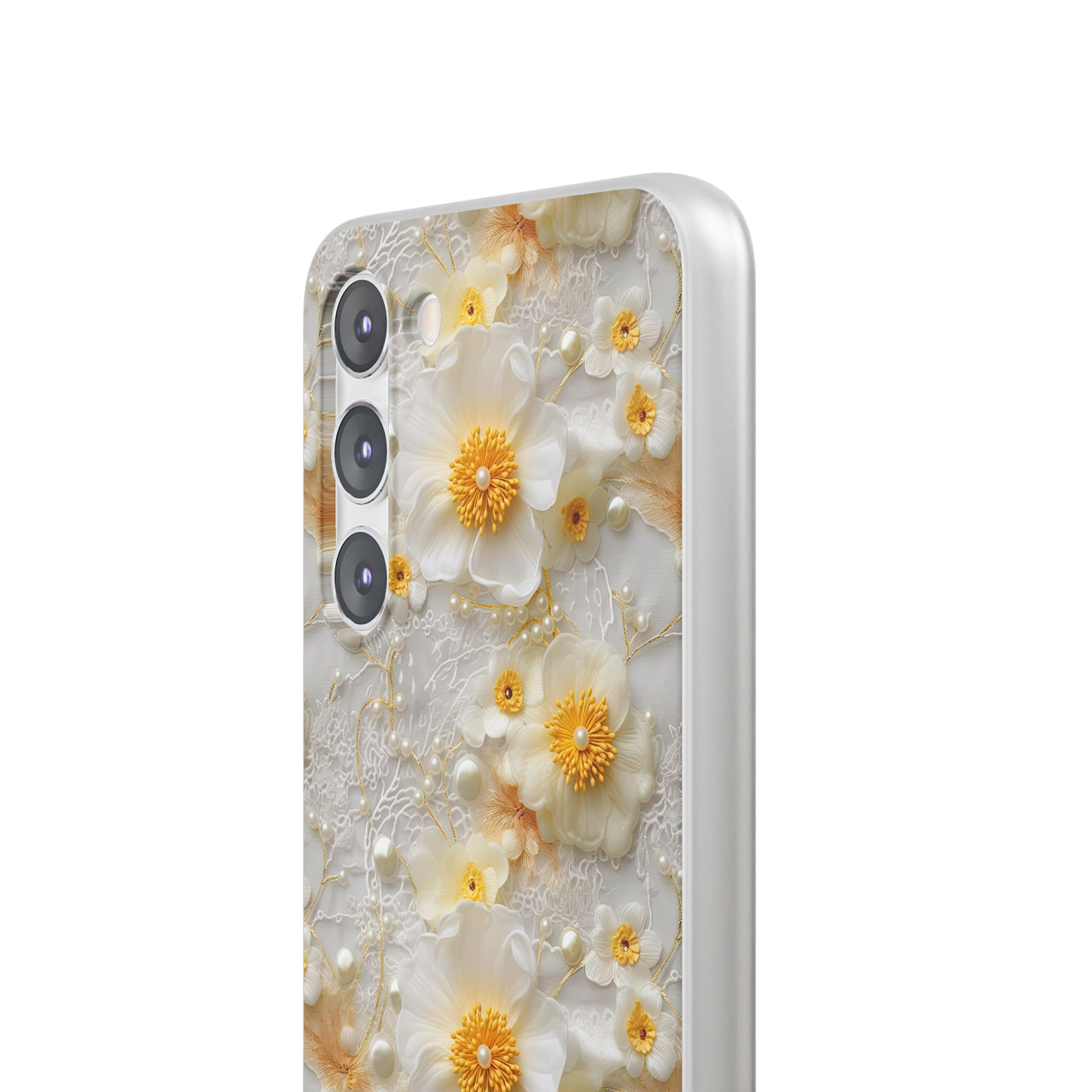 Yellow and White Floral - Flexi Cases for Samsung Galaxy S23, Samsung Galaxy S23 Plus, and Samsung Galaxy S23 Ultra