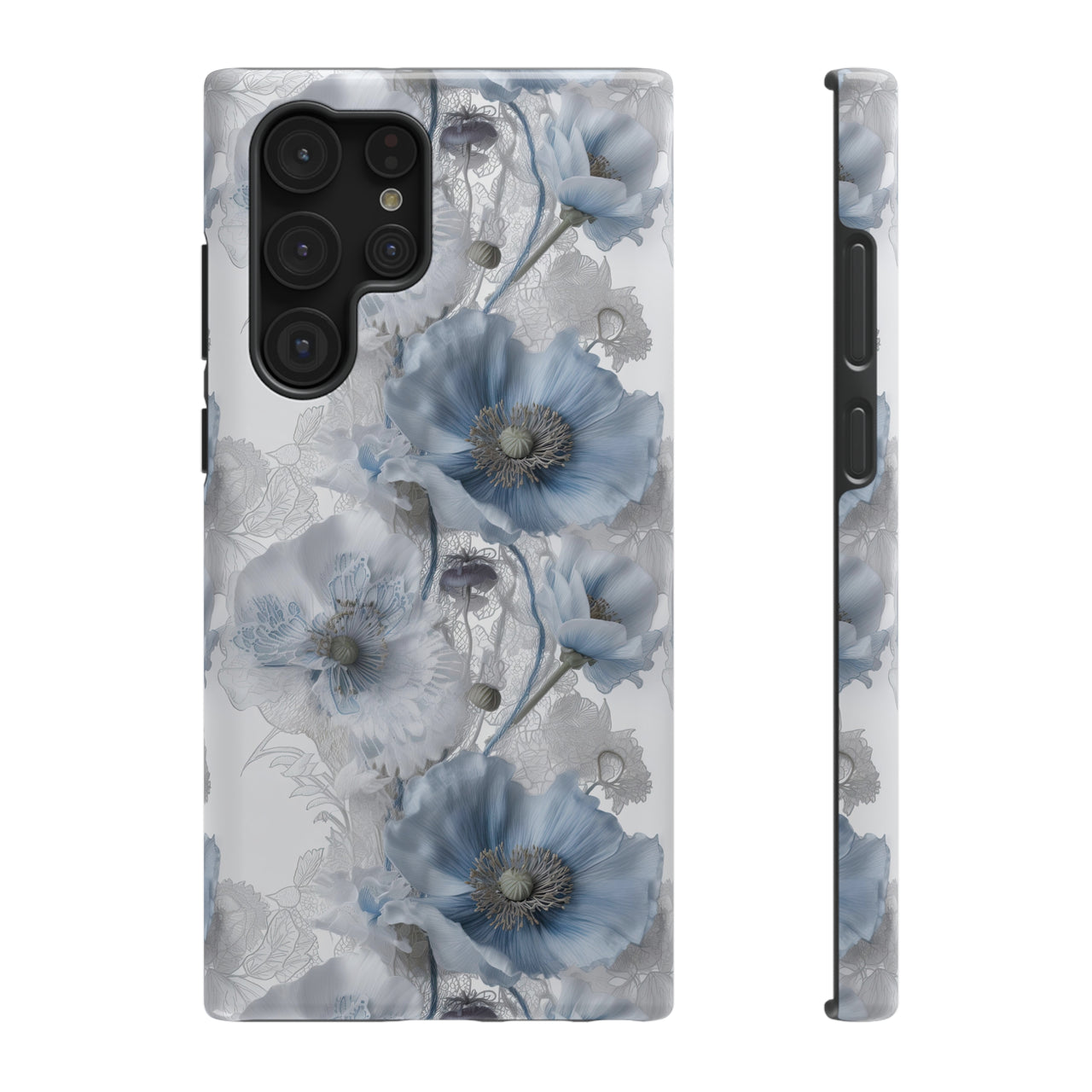 Himalayan Blue Poppy Impact-Resistant Cases for Samsung Galaxy S22, Samsung Galaxy S22 Plus, and Samsung Galaxy S22 Ultra. Supports Wireless Charging.