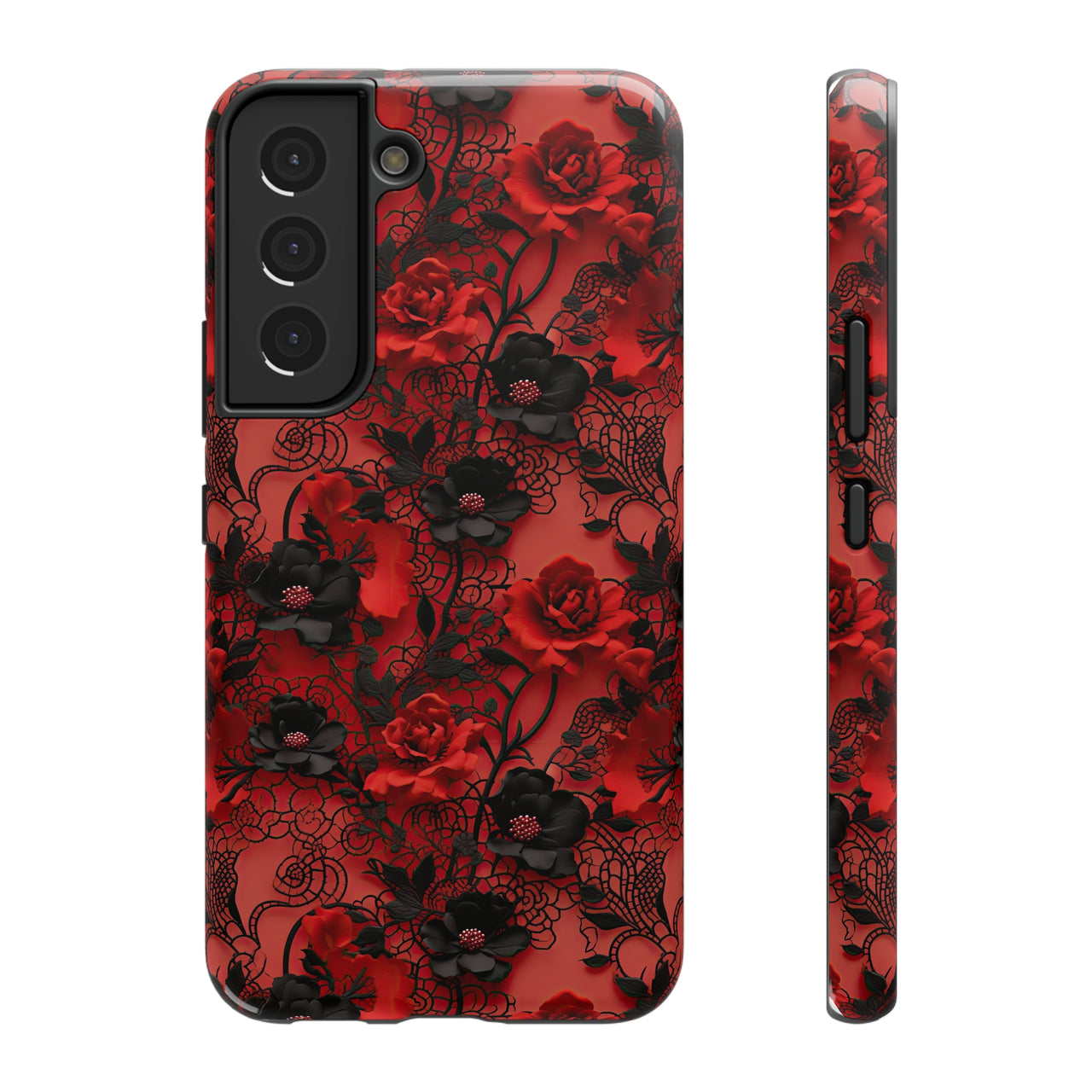 Gothic Rose Impact-Resistant Cases for Samsung Galaxy S22, Samsung Galaxy S22 Plus, and Samsung Galaxy S22 Ultra. Supports Wireless Charging.