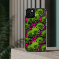 Thumbnail for *Clear Case* Green Mums and Lace - iPhone 14, iPhone 14 Pro, iPhone 14 Plus, iPhone 14 Pro Max - Supports Wireless Charging