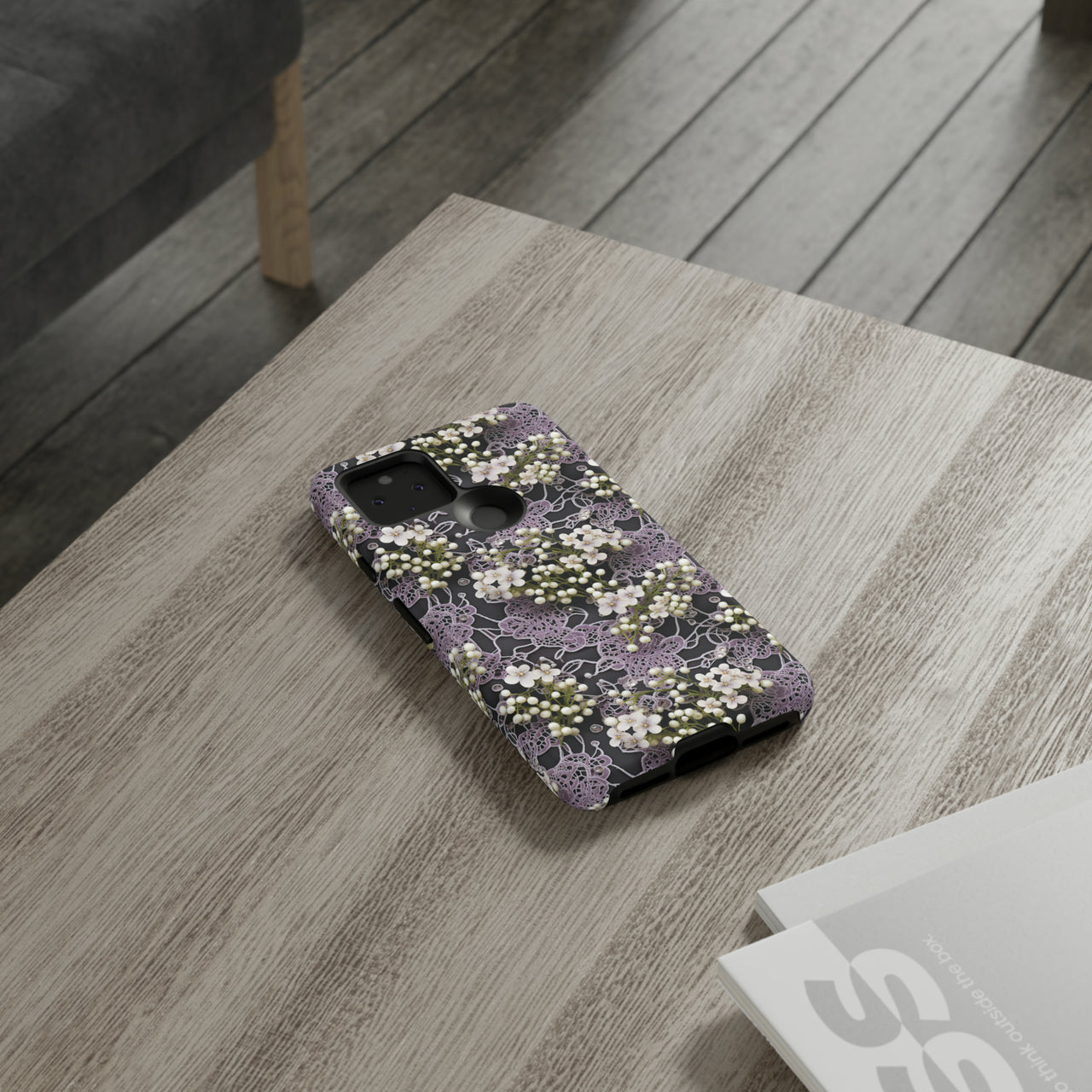 White Flowers on a Purple Bed - Tough Case for Google Pixel 5 5G