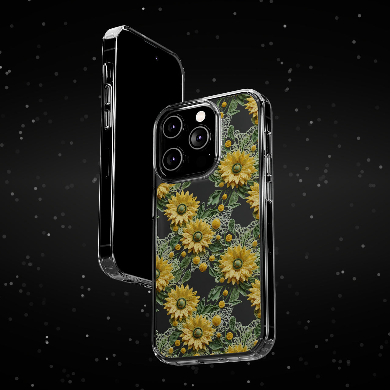 *Clear Case* Whimsical Sunflowers - iPhone 14, iPhone 14 Pro, iPhone 14 Plus, iPhone 14 Pro Max - Supports Wireless Charging