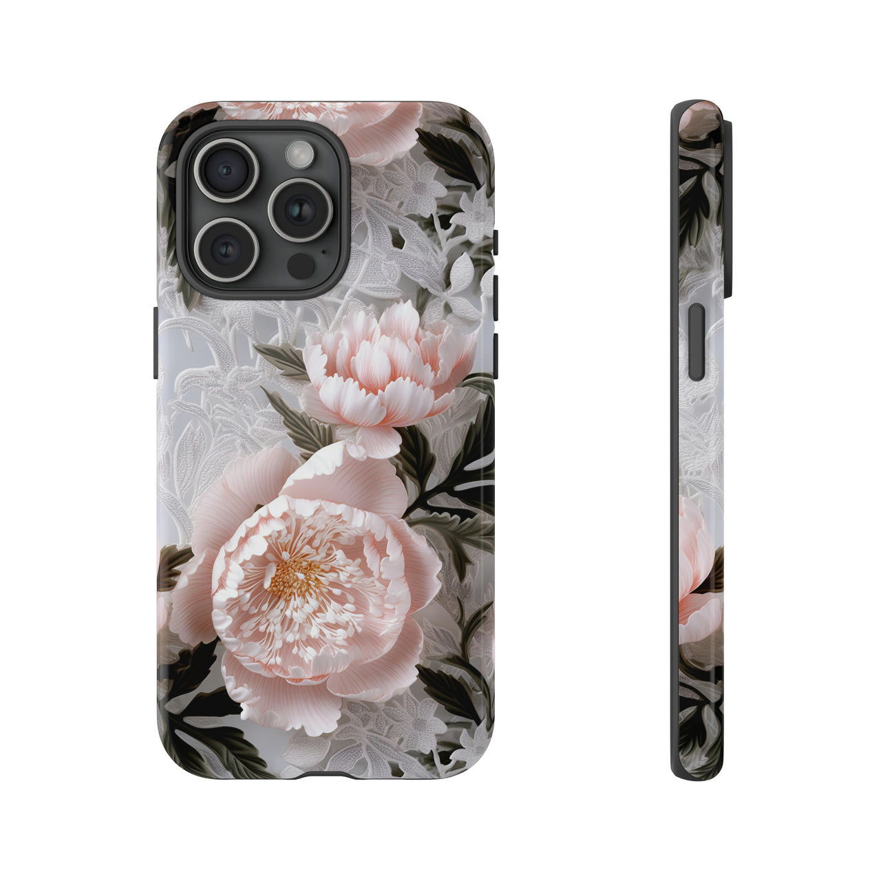 Pink Peony Tough Case for iPhone 15, iPhone 15 Pro, iPhone 15 Plus, and iPhone 15 Pro Max