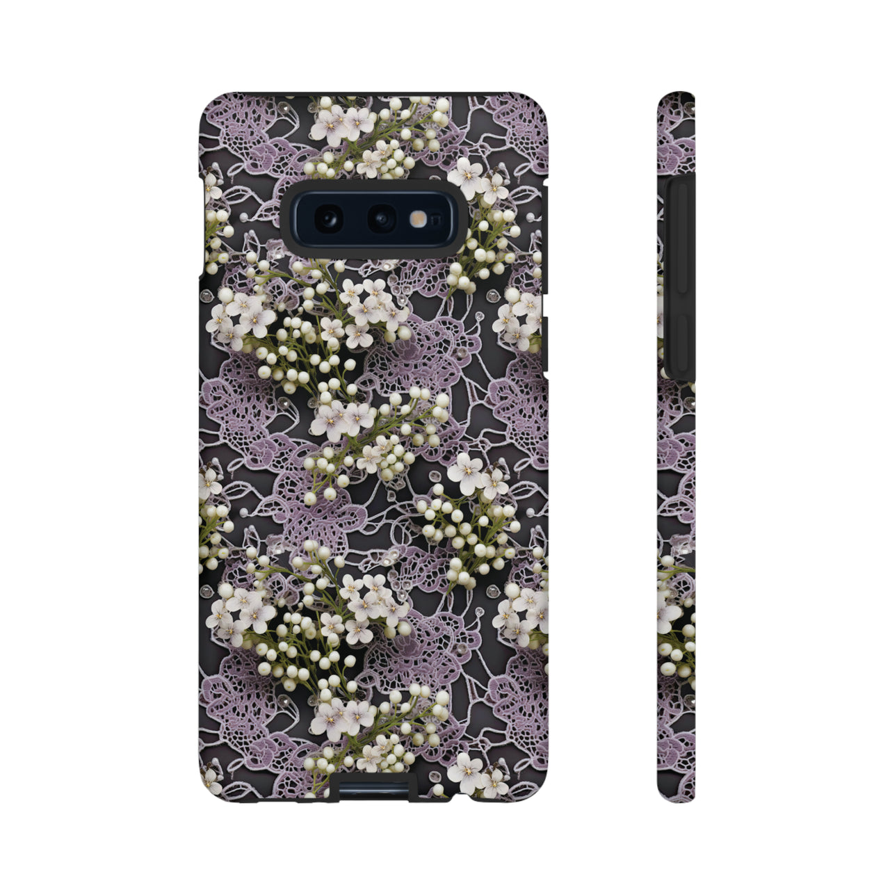 White Flowers on a Purple Bed - Tough Case for Samsung Galaxy S10, Samsung Galaxy S10E, and Samsung Galaxy S10 Plus