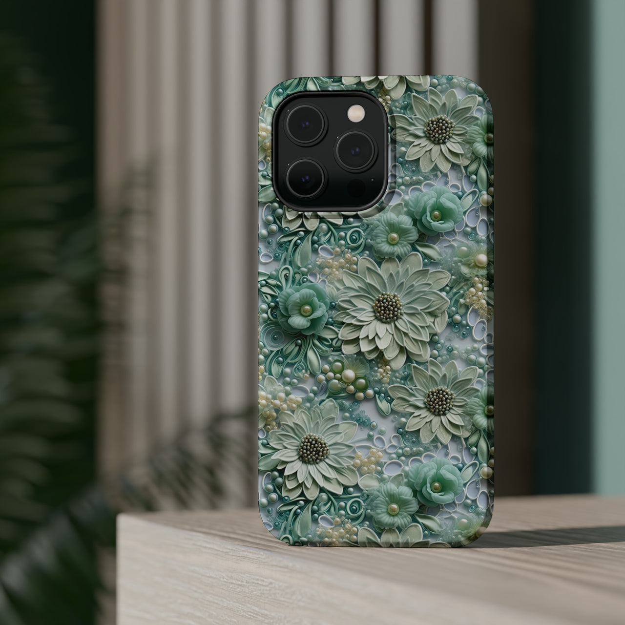 Teal Petals - MagSafe Tough Cases for iPhone 14, iPhone 14 Pro, iPhone 14 Plus, and iPhone 14 Pro Max