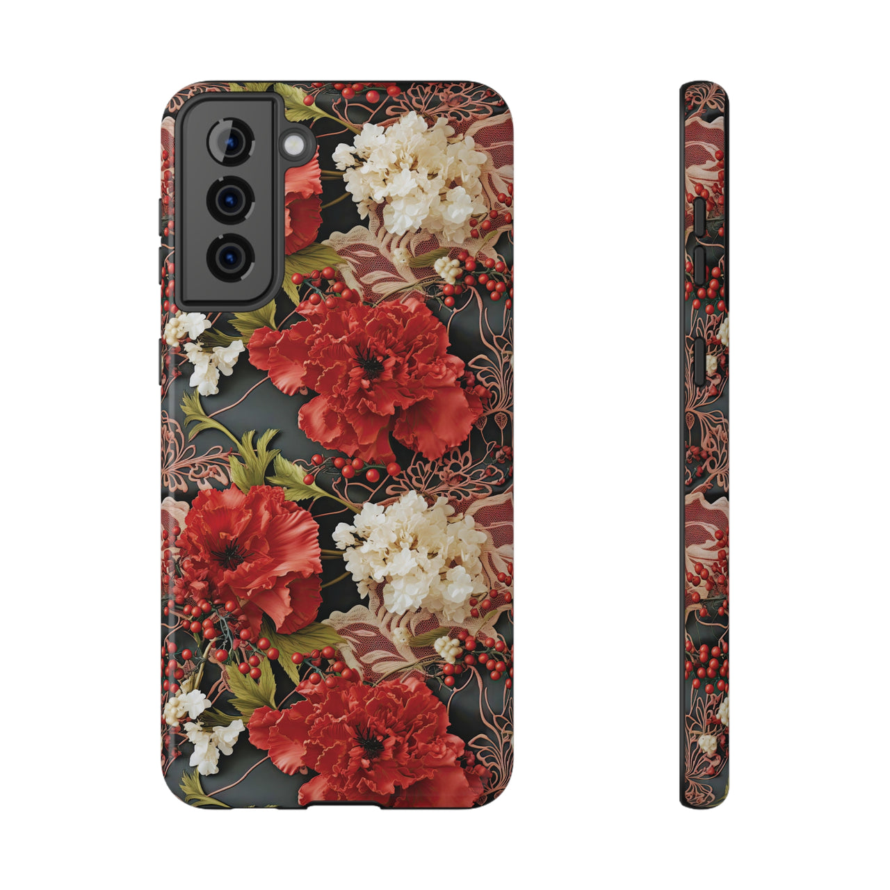 Carnation for January Birthday - Impact-Resistant Case for Samsung Galaxy S21, Samsung Galaxy S21 Plus, and Samsung Galaxy S21 Ultra. Supports Wireless Charging.