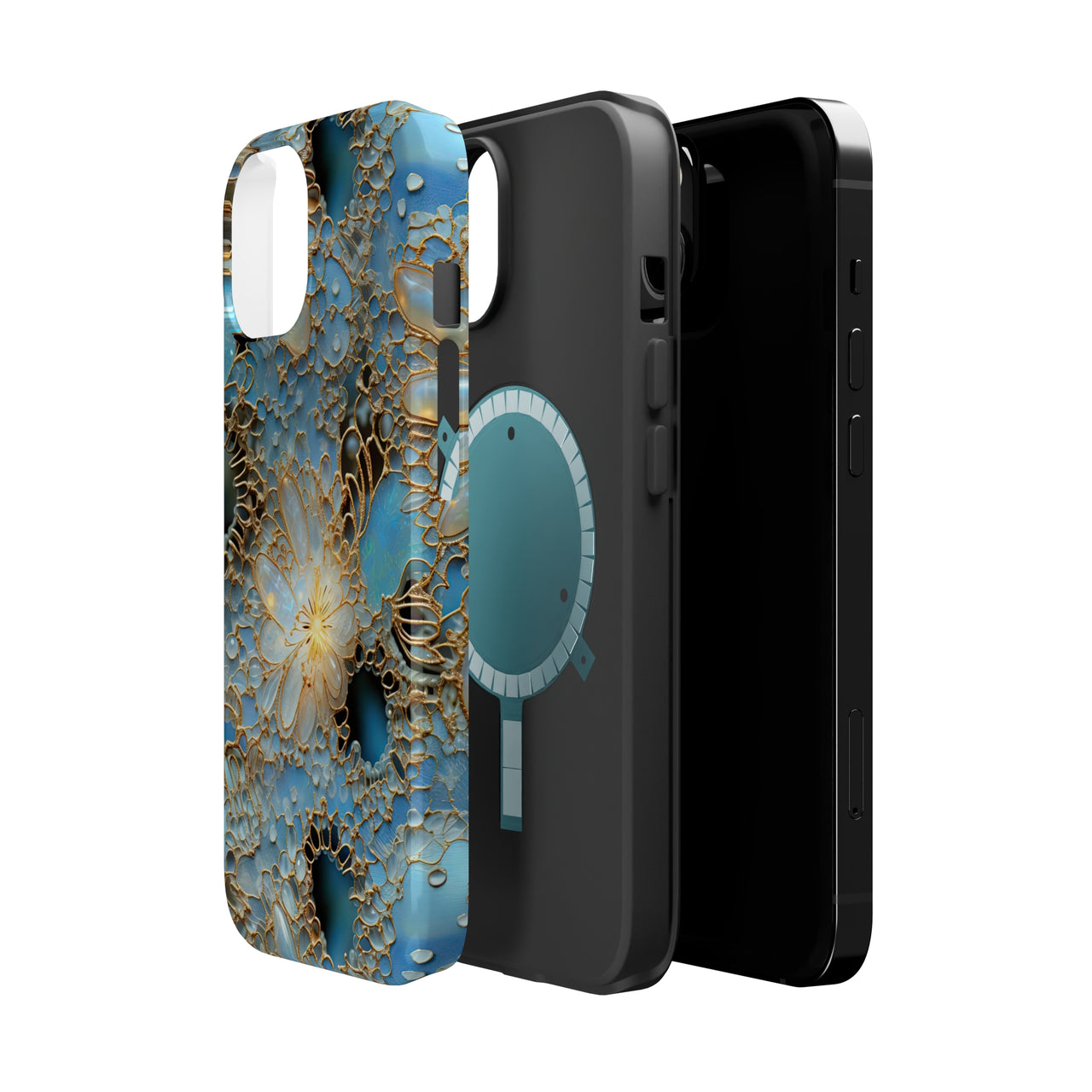 Gemstones and Gold Lace MagSafe Tough Cases for iPhone 14, iPhone 14 Pro, iPhone 14 Plus, and iPhone 14 Pro Max