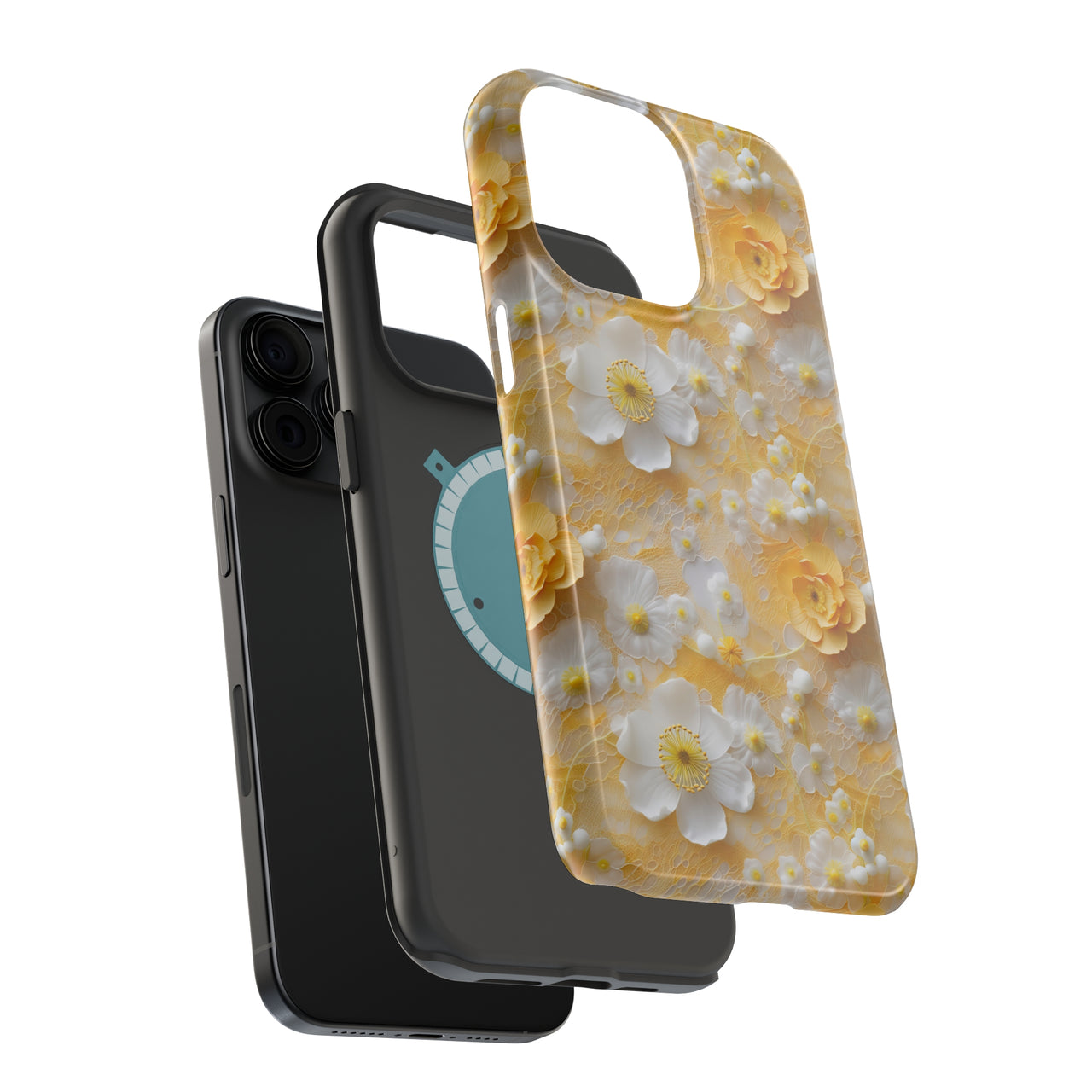 Yellow Floral - MagSafe Tough Case for iPhone 15, iPhone 15 Pro, iPhone 15 Plus, & iPhone 15 Pro Max