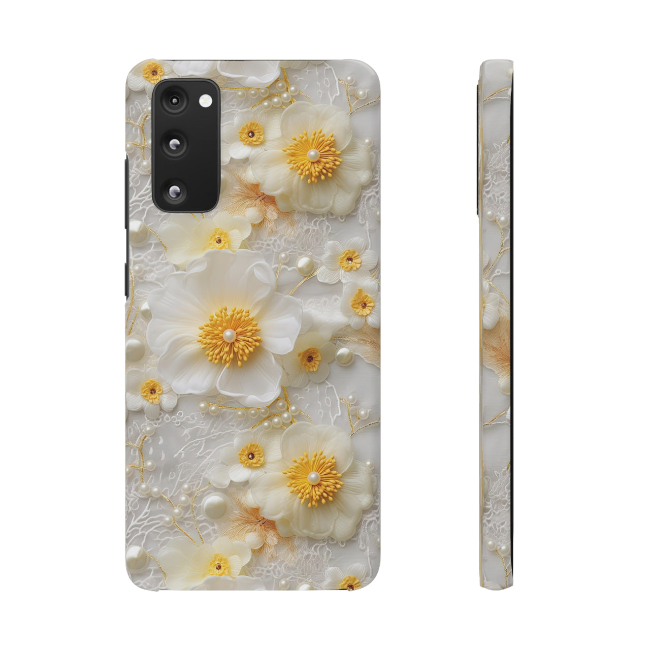 Yellow and White Floral - Snap Case for Samsung Galaxy S20, Samsung Galaxy S20+, Samsung Galaxy S20 Ultra, & Samsung Galaxy S20 FE