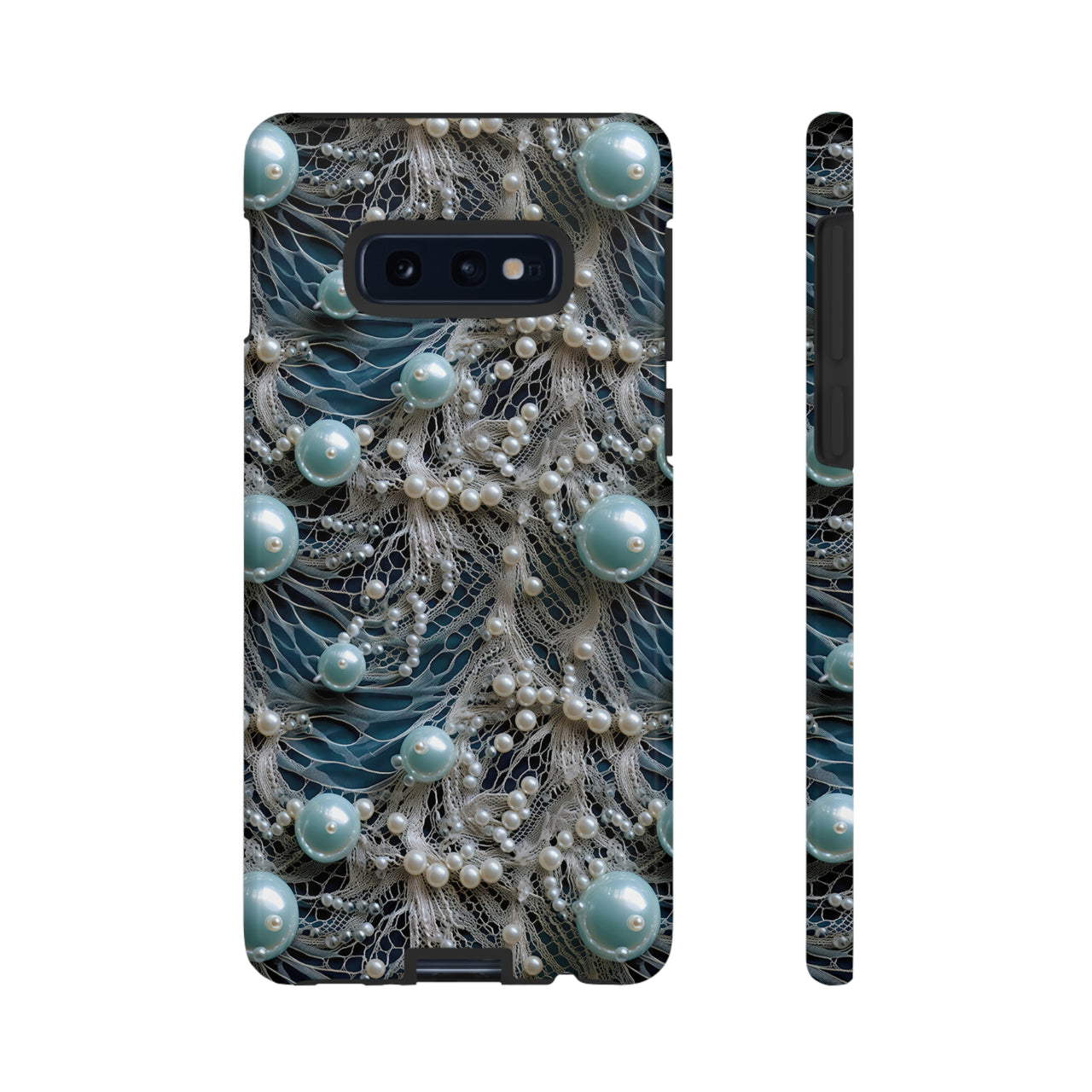 Sea Foam Lace and Pearls Tough Cases for Samsung Galaxy S10, Samsung Galaxy S10E, and Samsung Galaxy S10 Plus