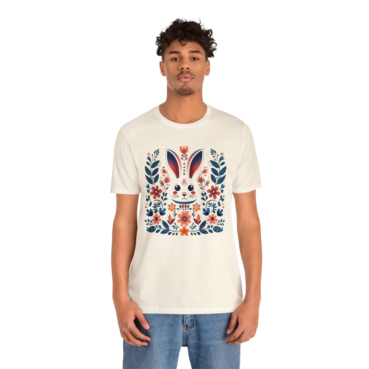 Folk Art Rabbit Unisex Jersey Short Sleeve Tee